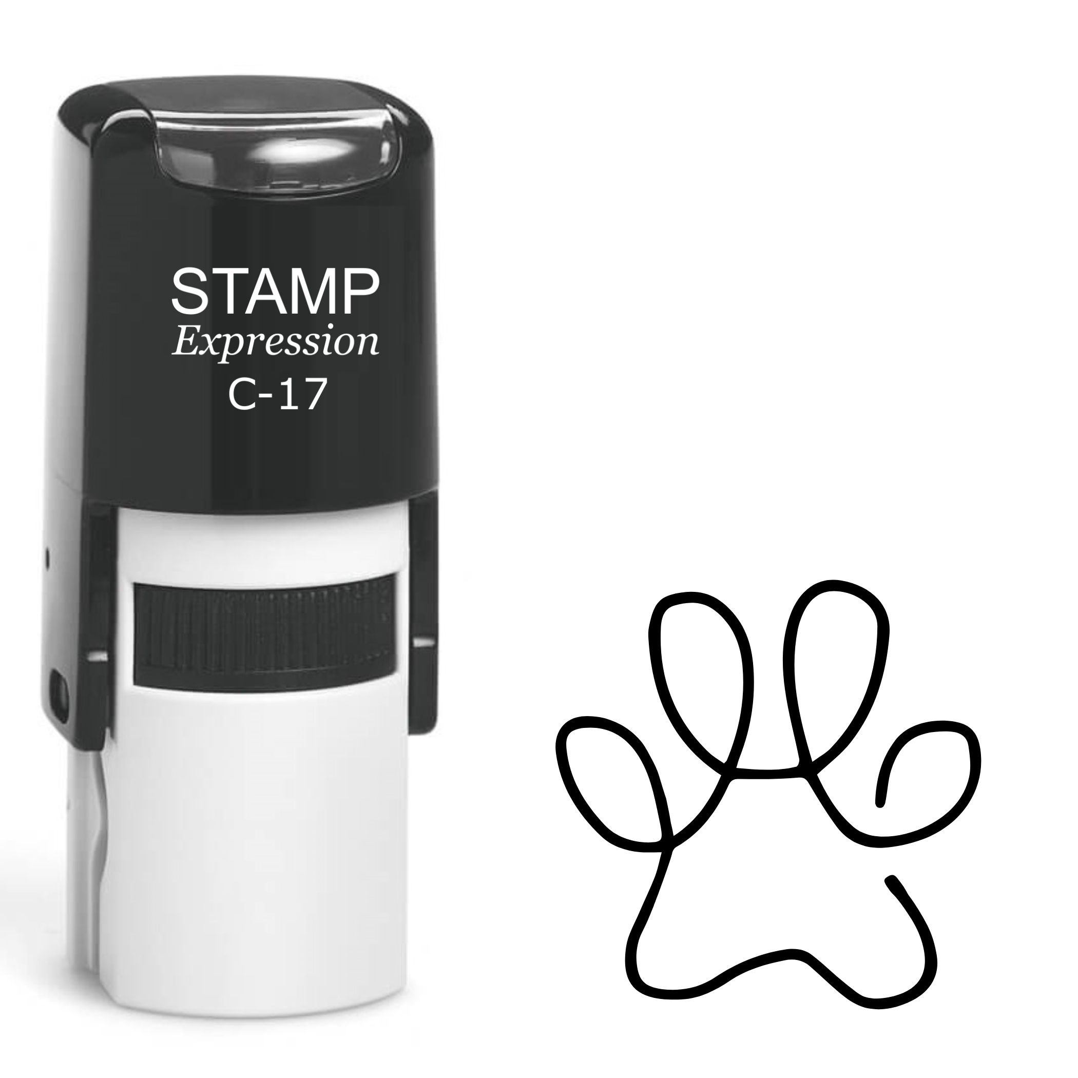 Ornate paw print outline Self Inking Rubber Stamp (SH-63912)