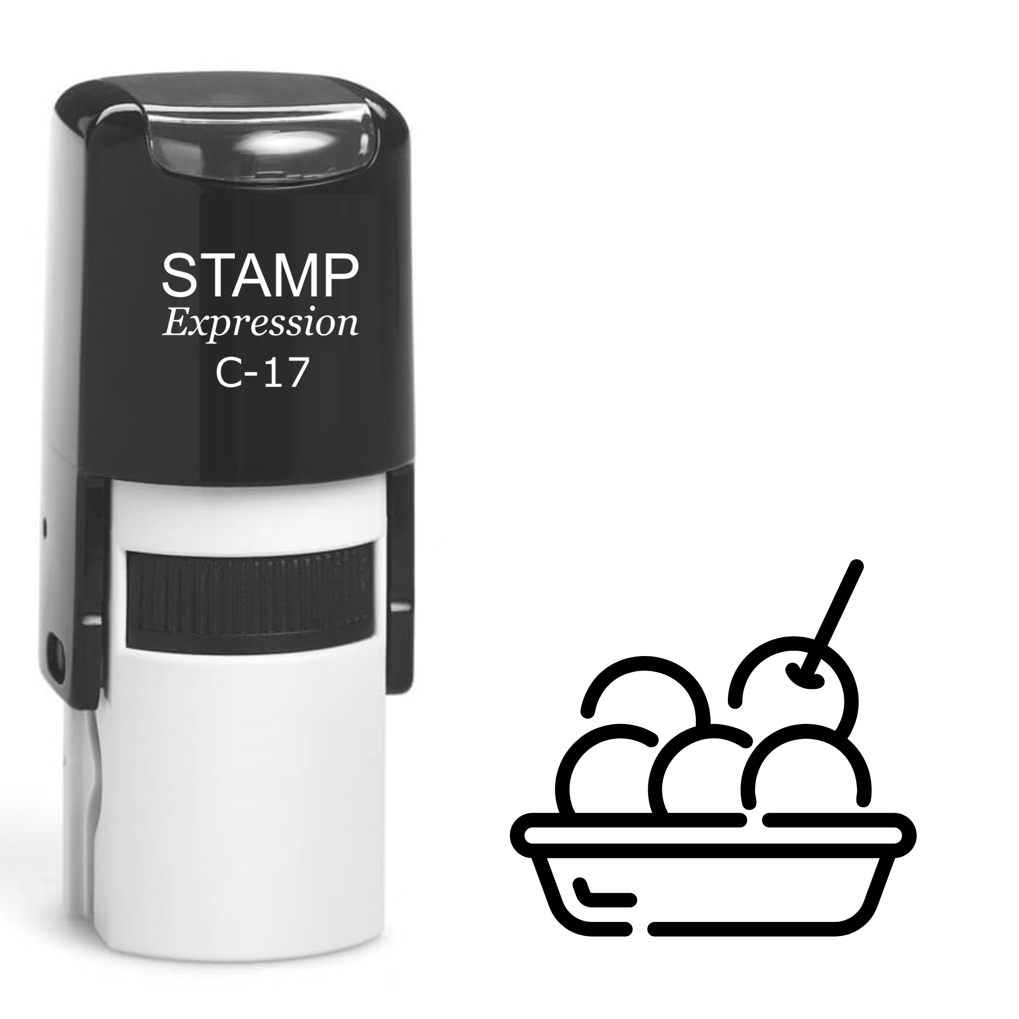 Plate of cherries outline Self Inking Rubber Stamp (SH-63927)