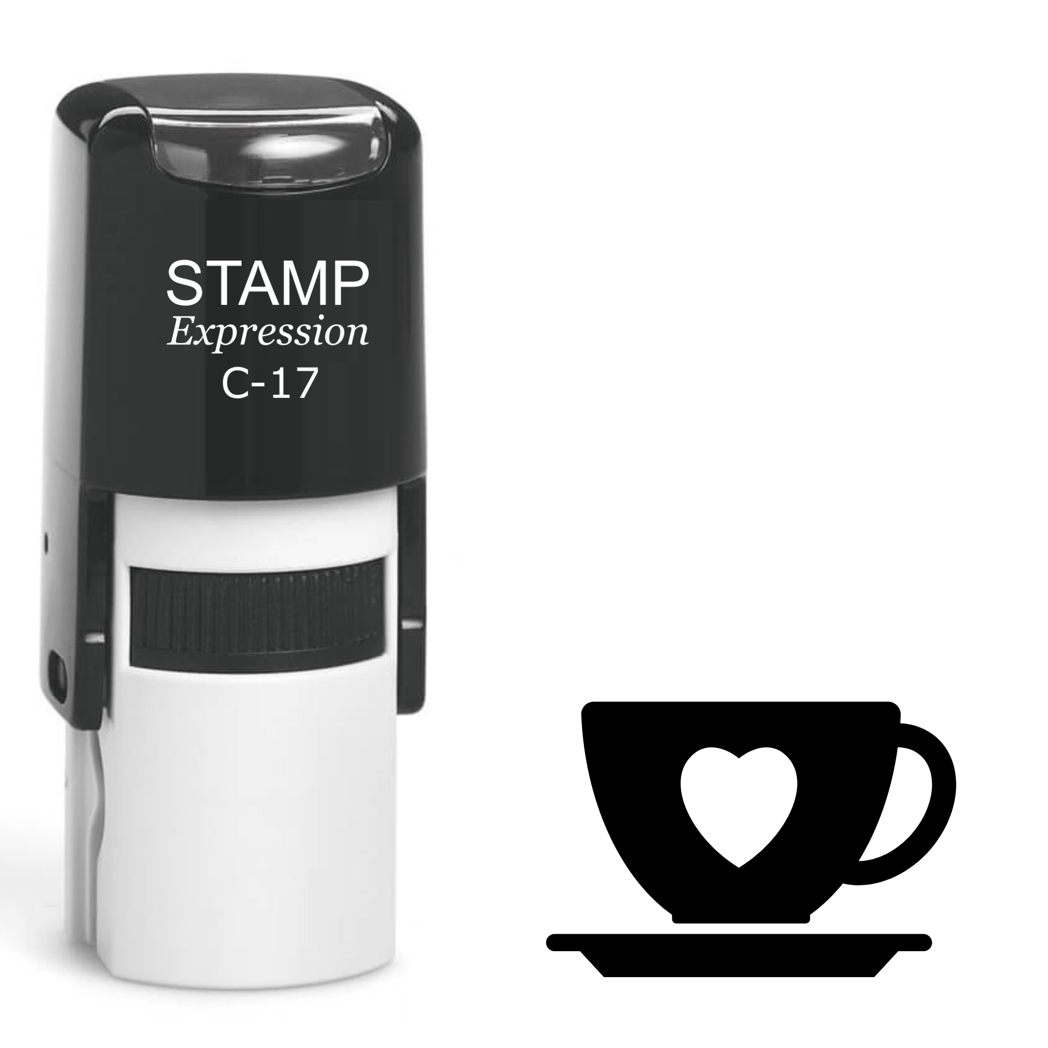 Teacup with heart silhouette Self Inking Rubber Stamp (SH-63971)