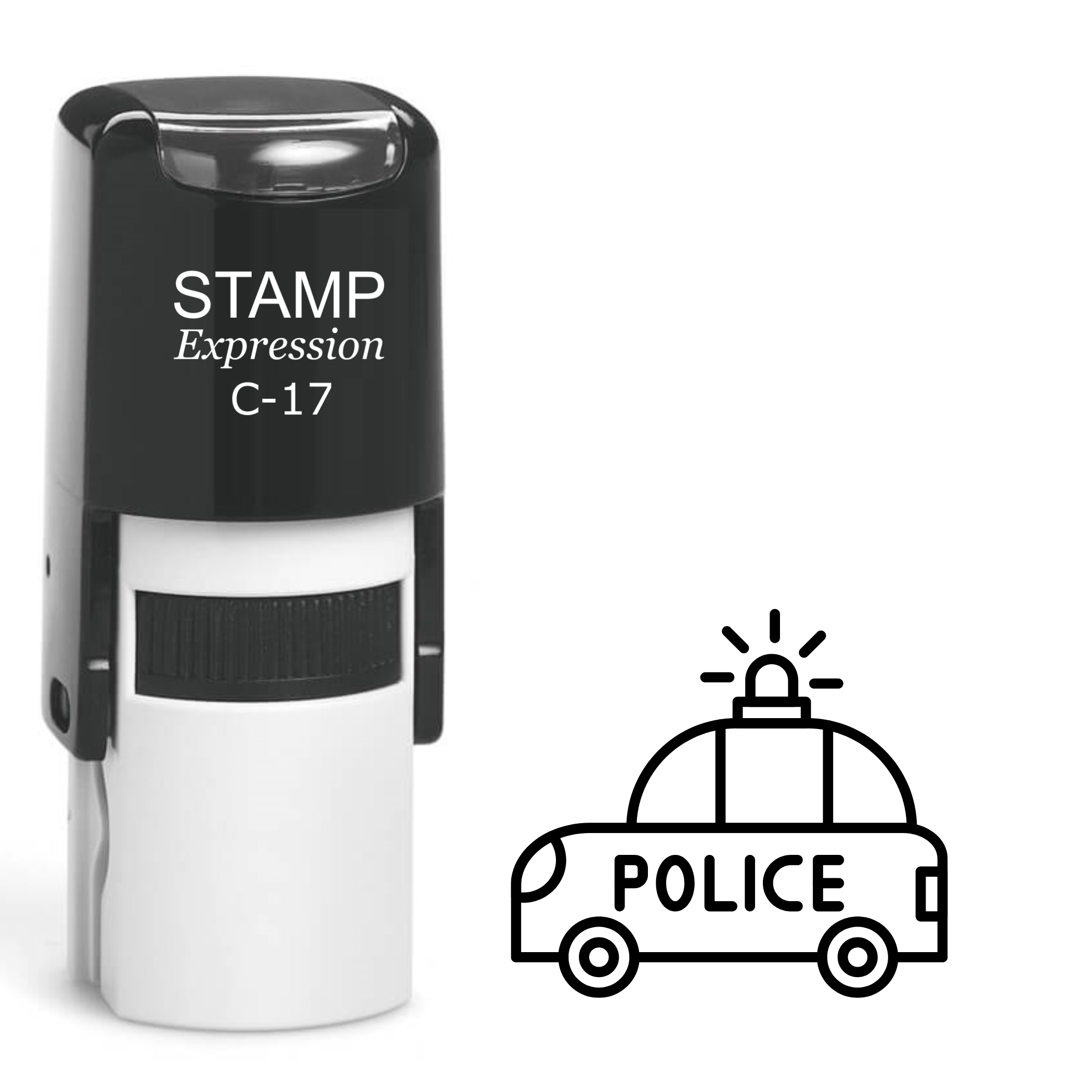 Cartoonish police car outline Self Inking Rubber Stamp (SH-64014)