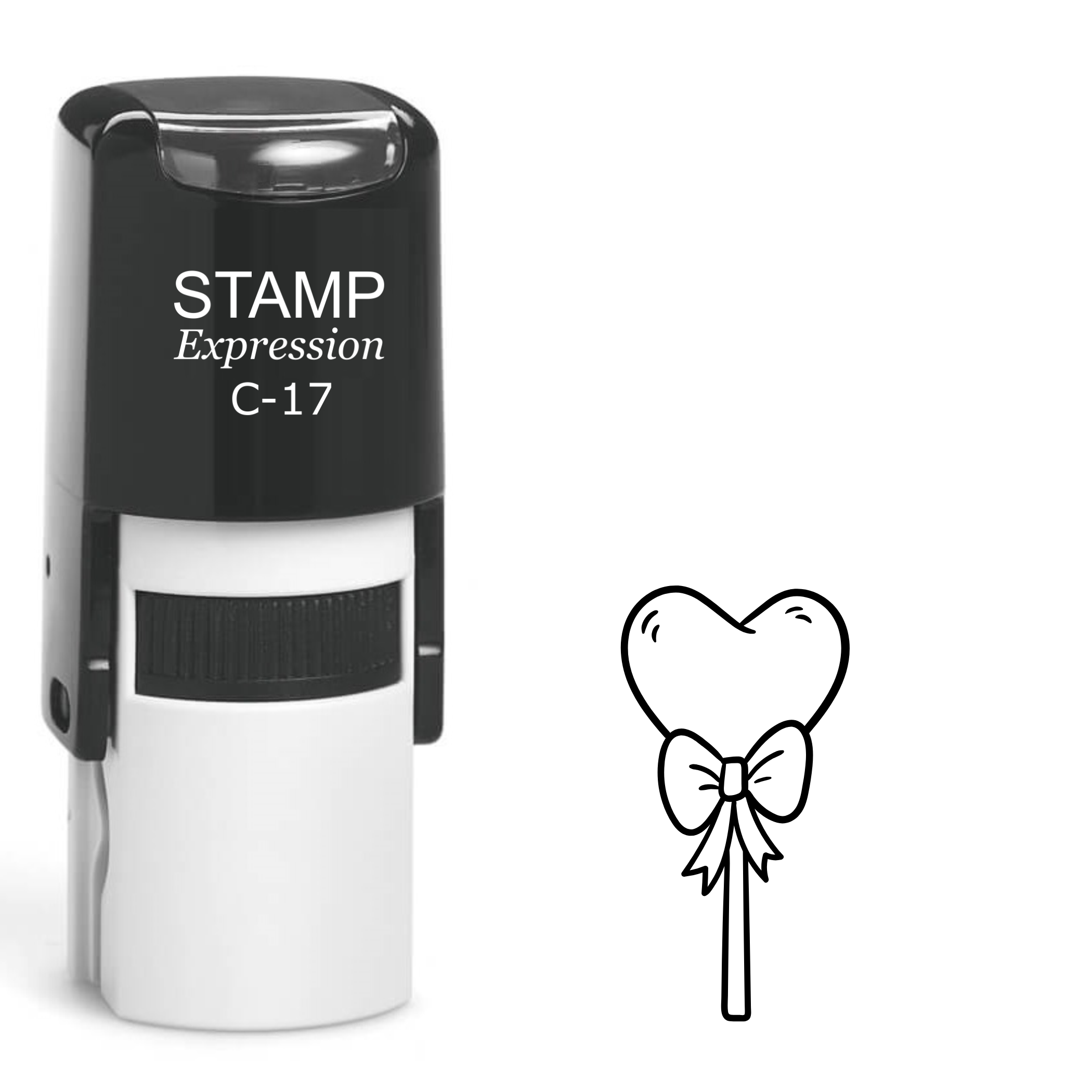 Heart popsicle with bow outline Self Inking Rubber Stamp (SH-64028)
