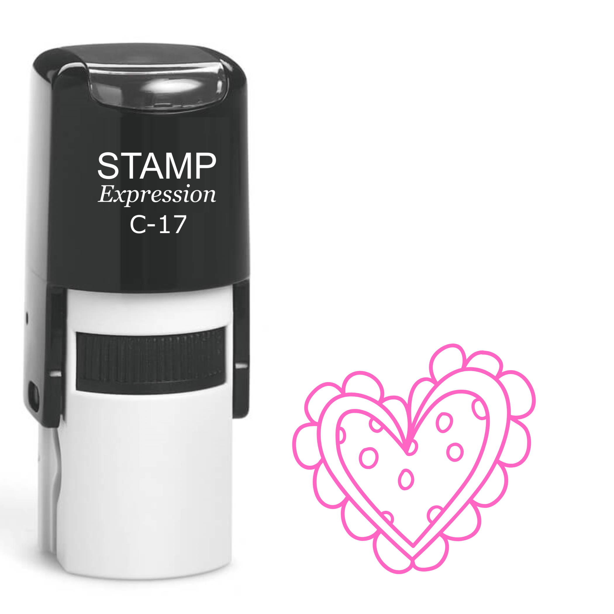Hand-drawn heart with ruffles and polka dots Self Inking Rubber Stamp (SH-64033)
