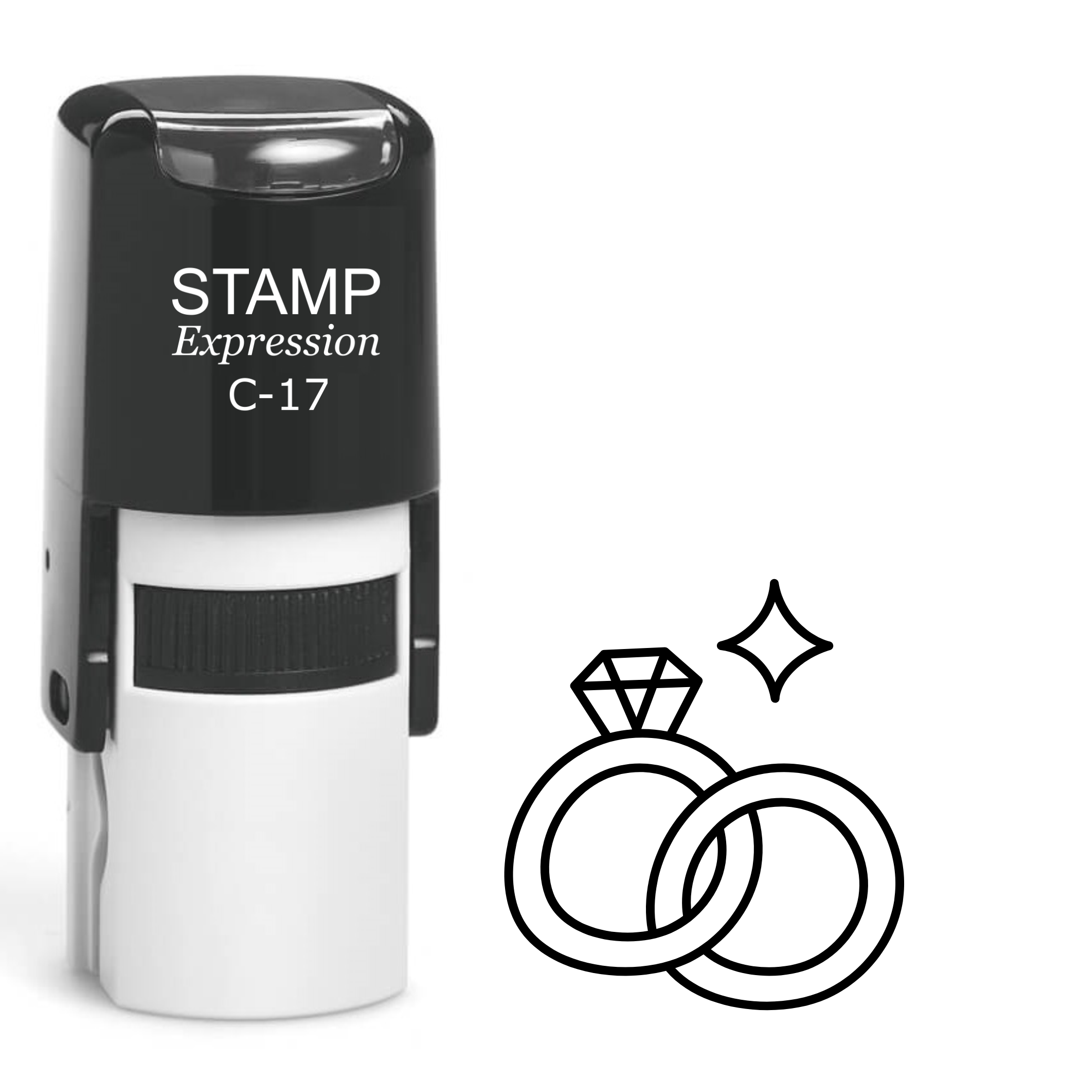 Interlocking engagement ring and wedding band with diamond Self Inking Rubber Stamp (SH-64035)
