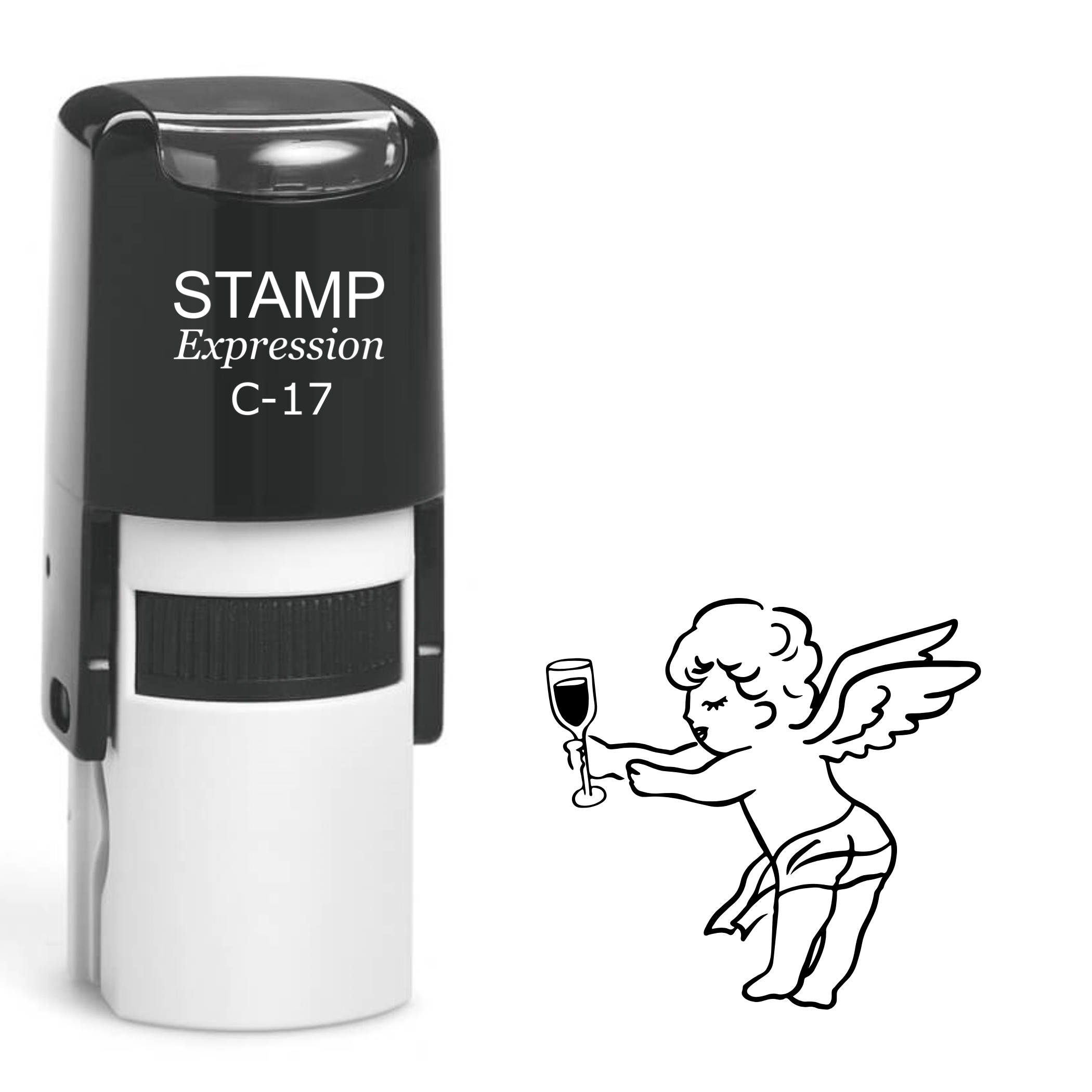 Cupid with a glass of wine Self Inking Rubber Stamp (SH-64038)