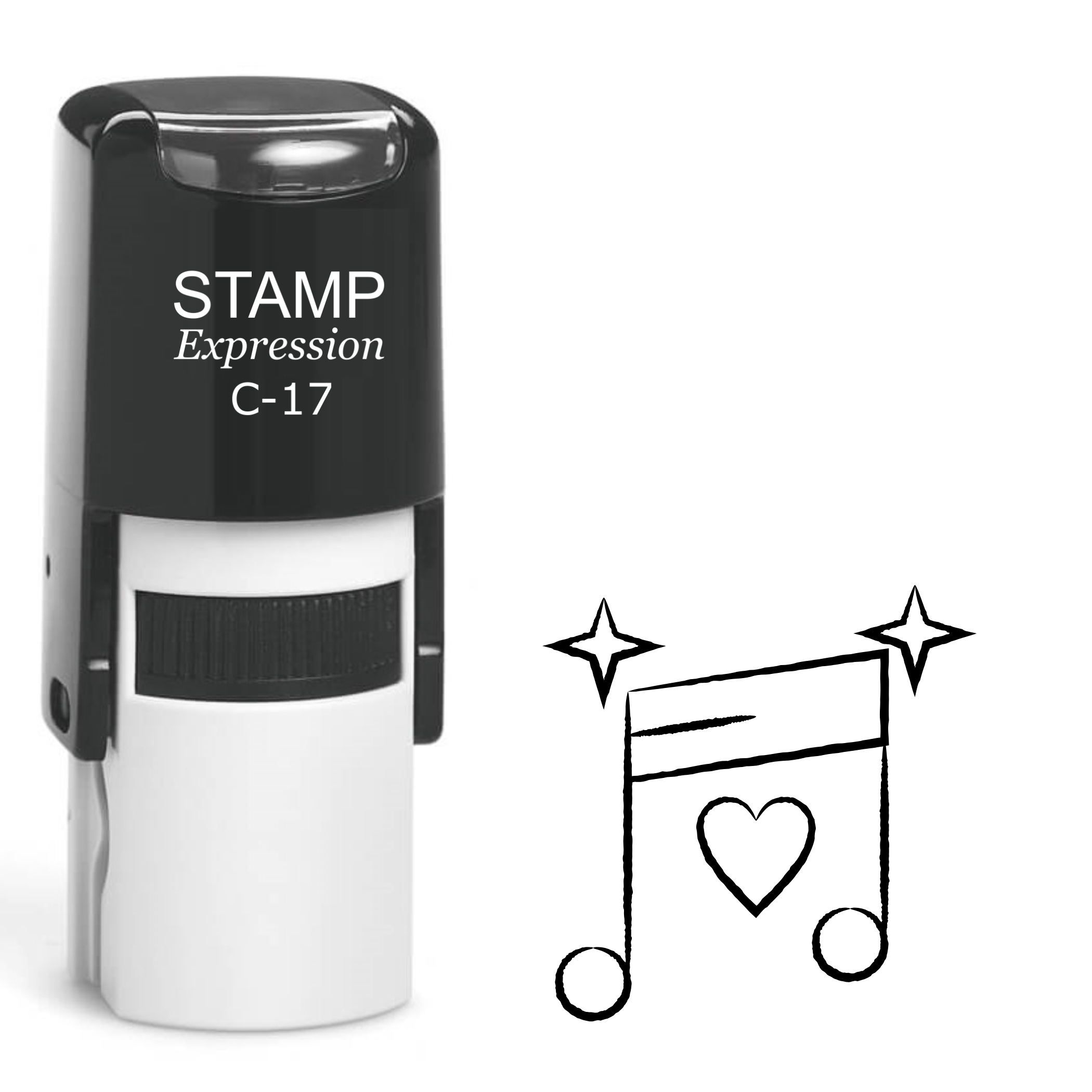 Music note with hearts and sparkles Self Inking Rubber Stamp (SH-64040)