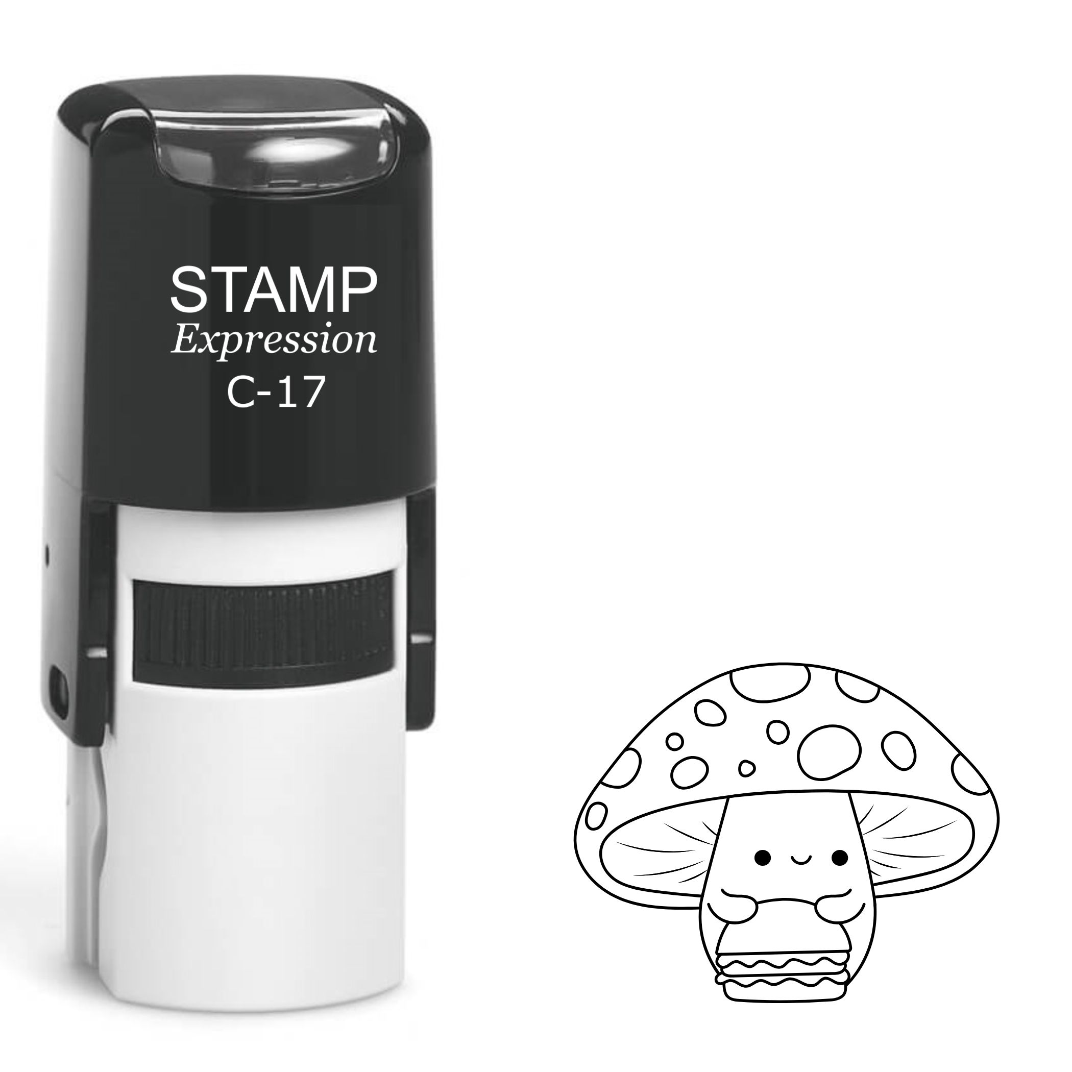 Cute little mushroom with burger Self Inking Rubber Stamp (SH-64041)