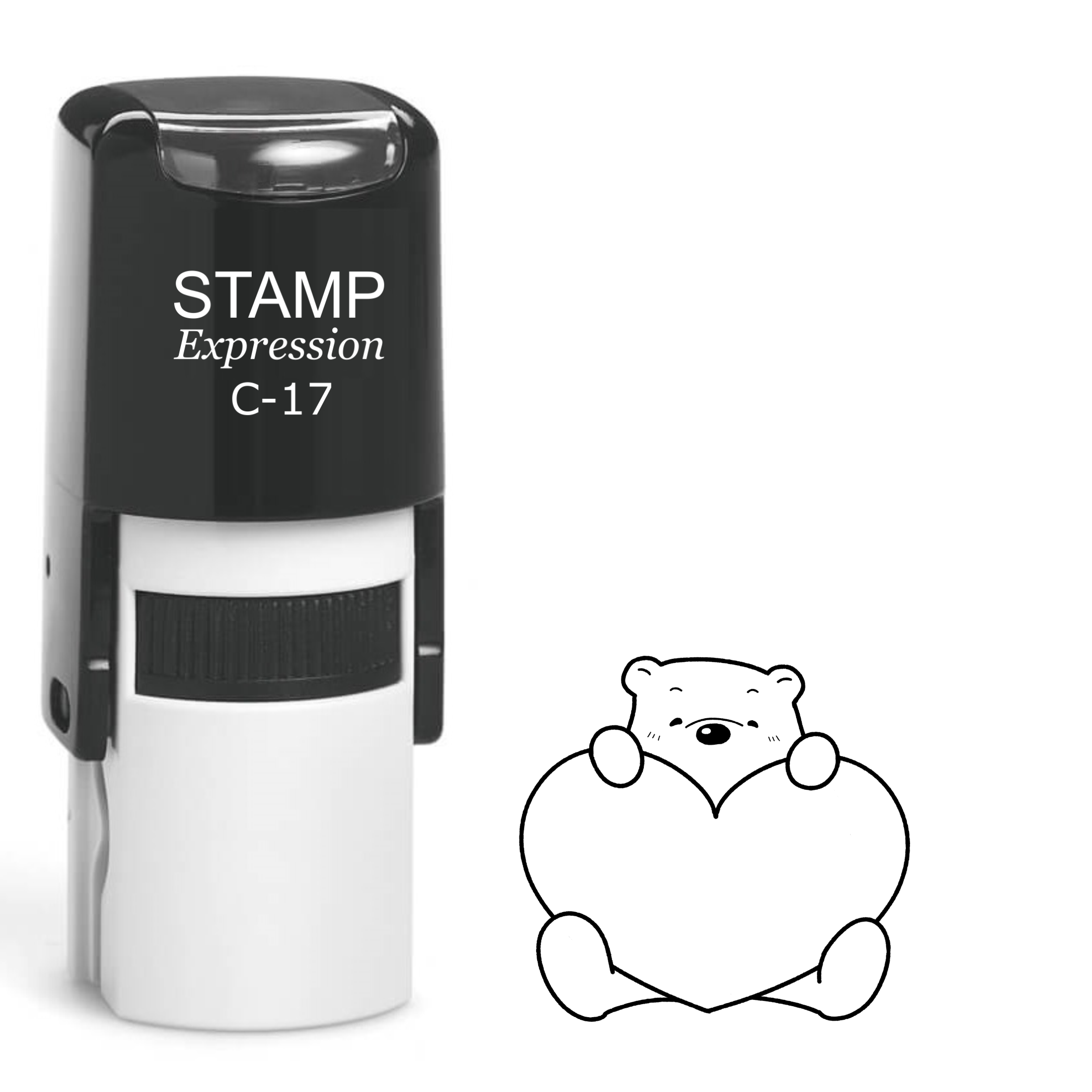 Cute bear holding big heart outline Self Inking Rubber Stamp (SH-64047)