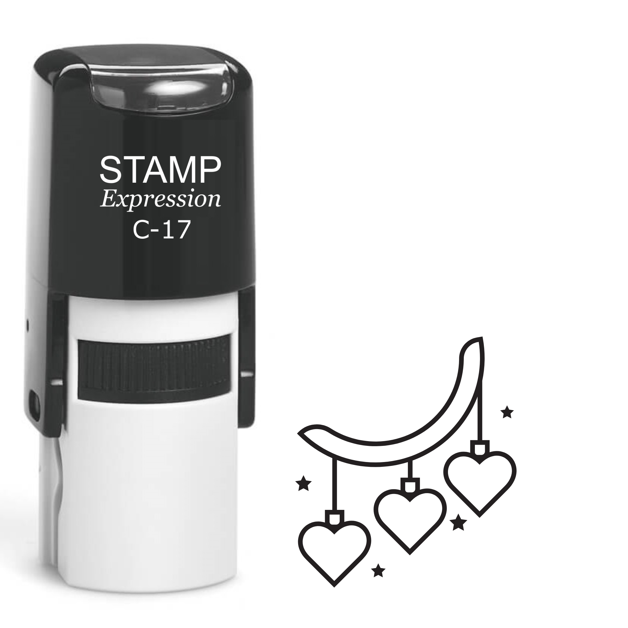 Three hanging hearts with sparkles Self Inking Rubber Stamp (SH-64048)