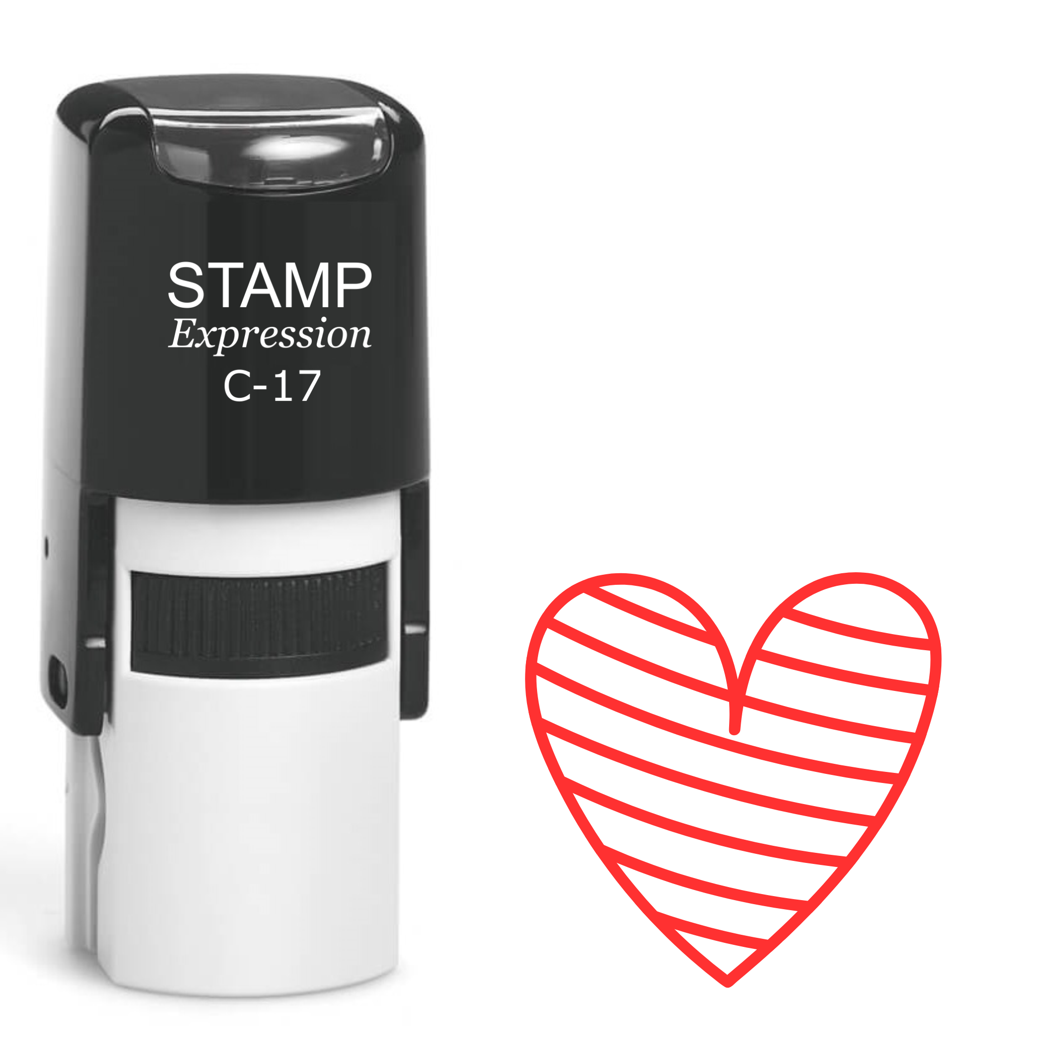Red striped heart Self Inking Rubber Stamp (SH-64051)