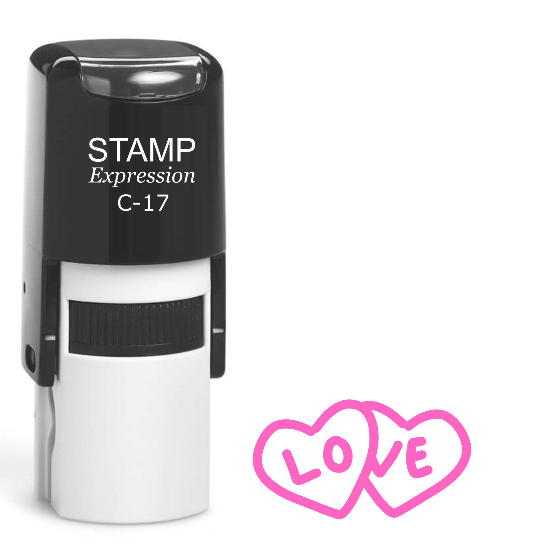 Two overlapping love hearts Self Inking Rubber Stamp (SH-64054)
