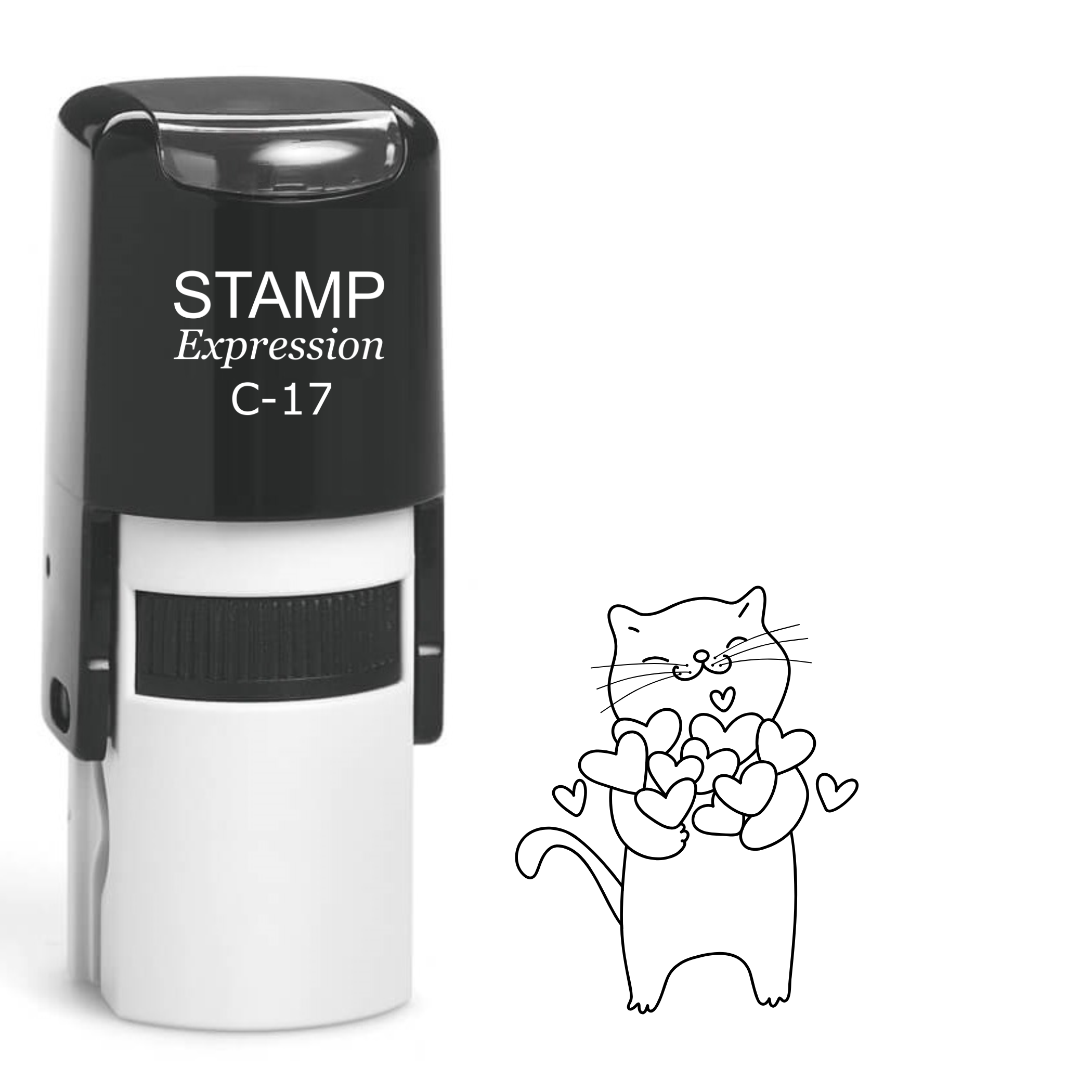Cute cat holding a lot of hearts Self Inking Rubber Stamp (SH-64056)