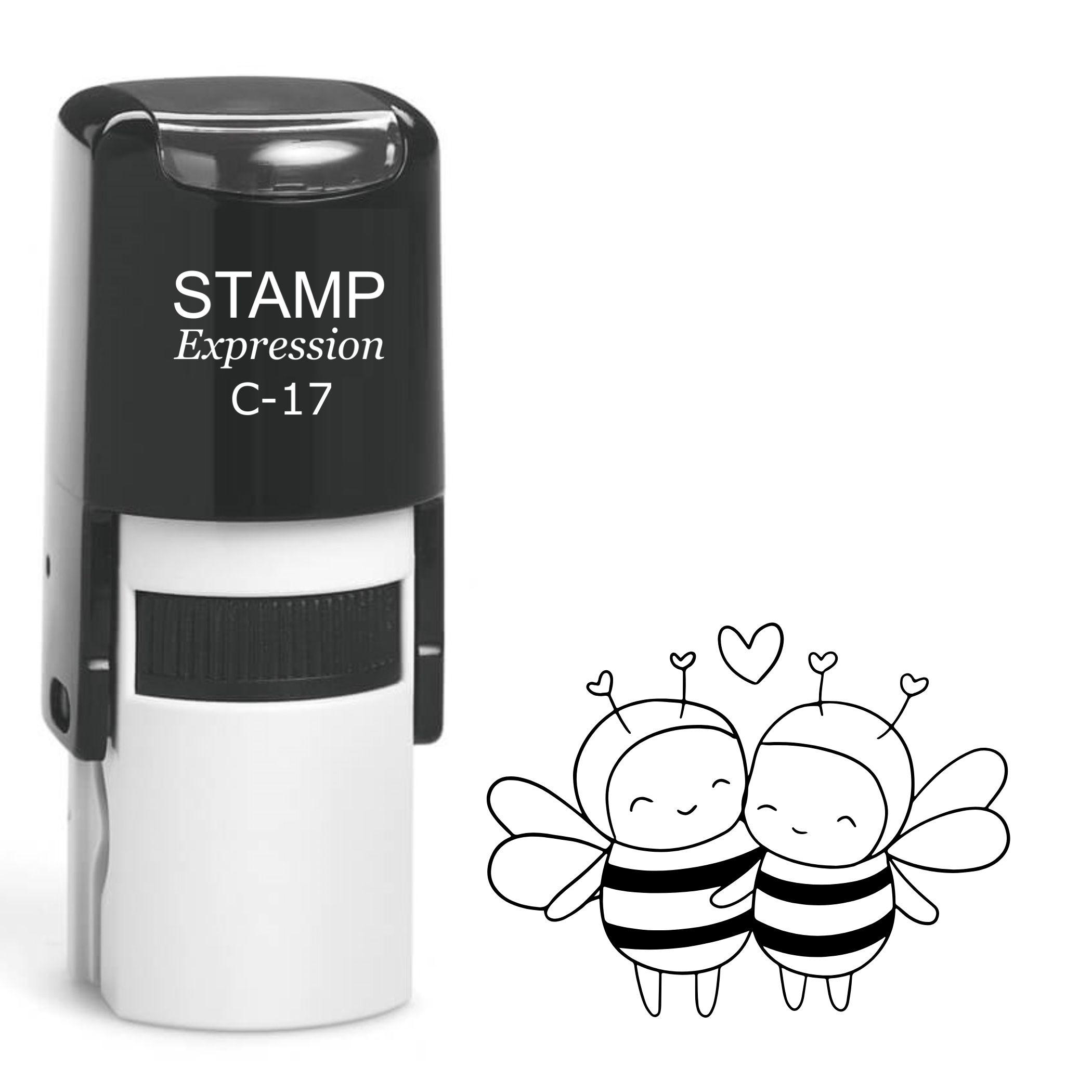 Two cute bees with a heart Self Inking Rubber Stamp (SH-64070)