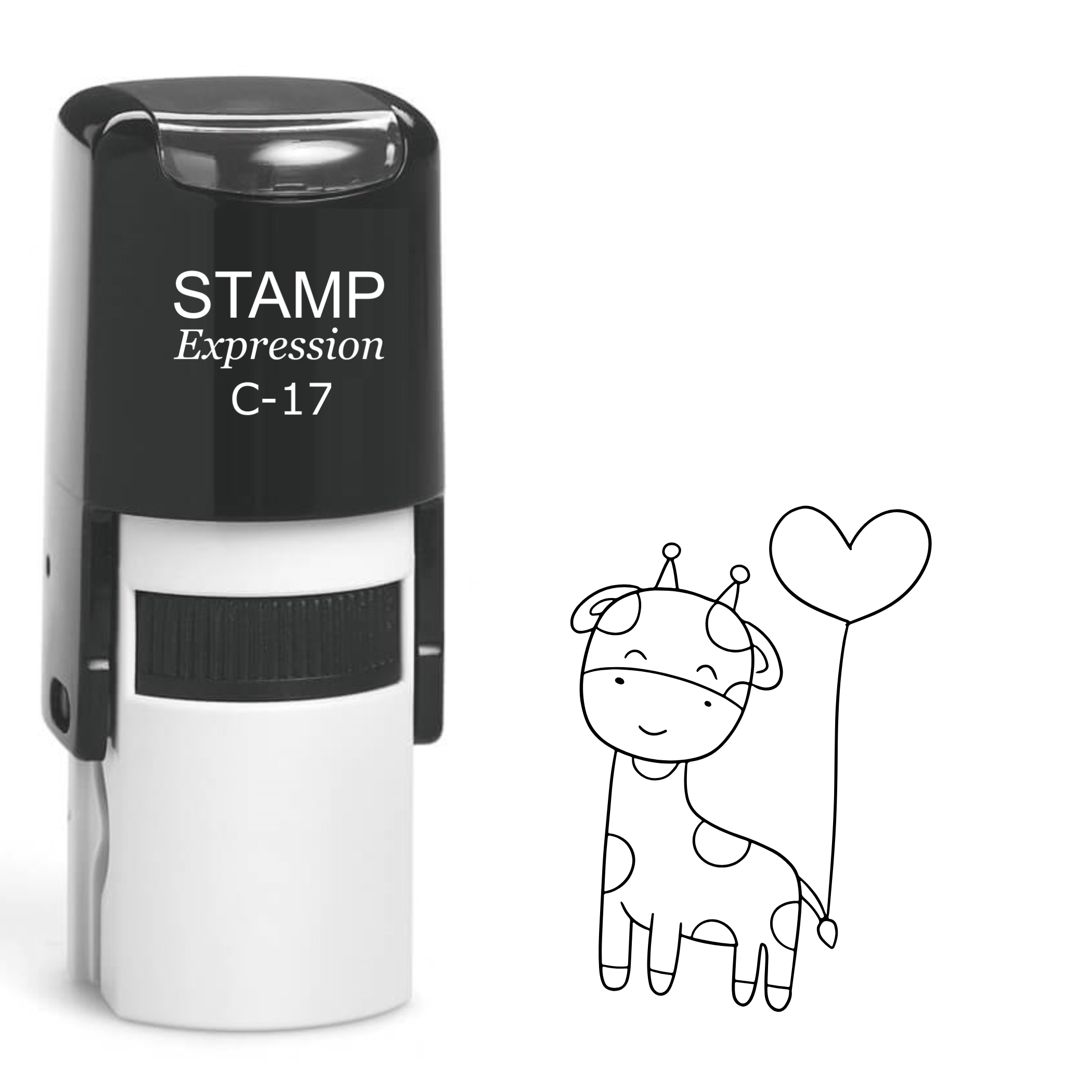 Cute giraffe with heart balloon Self Inking Rubber Stamp (SH-64071)