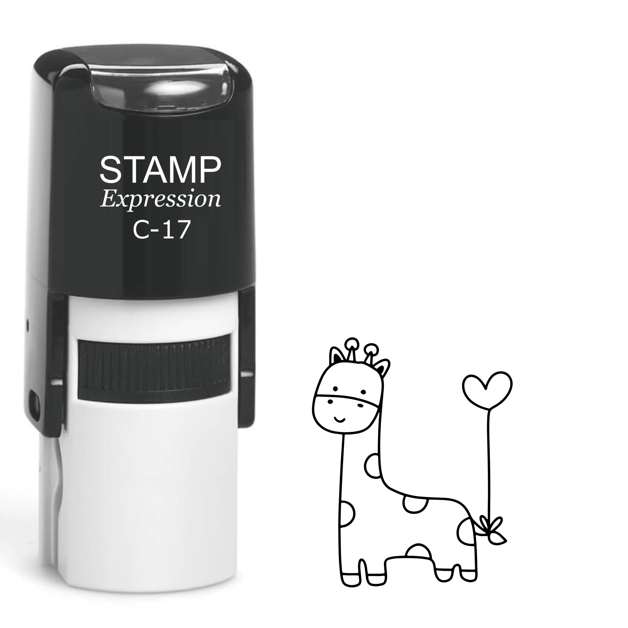 Cute giraffe with heart balloon Self Inking Rubber Stamp (SH-64075)