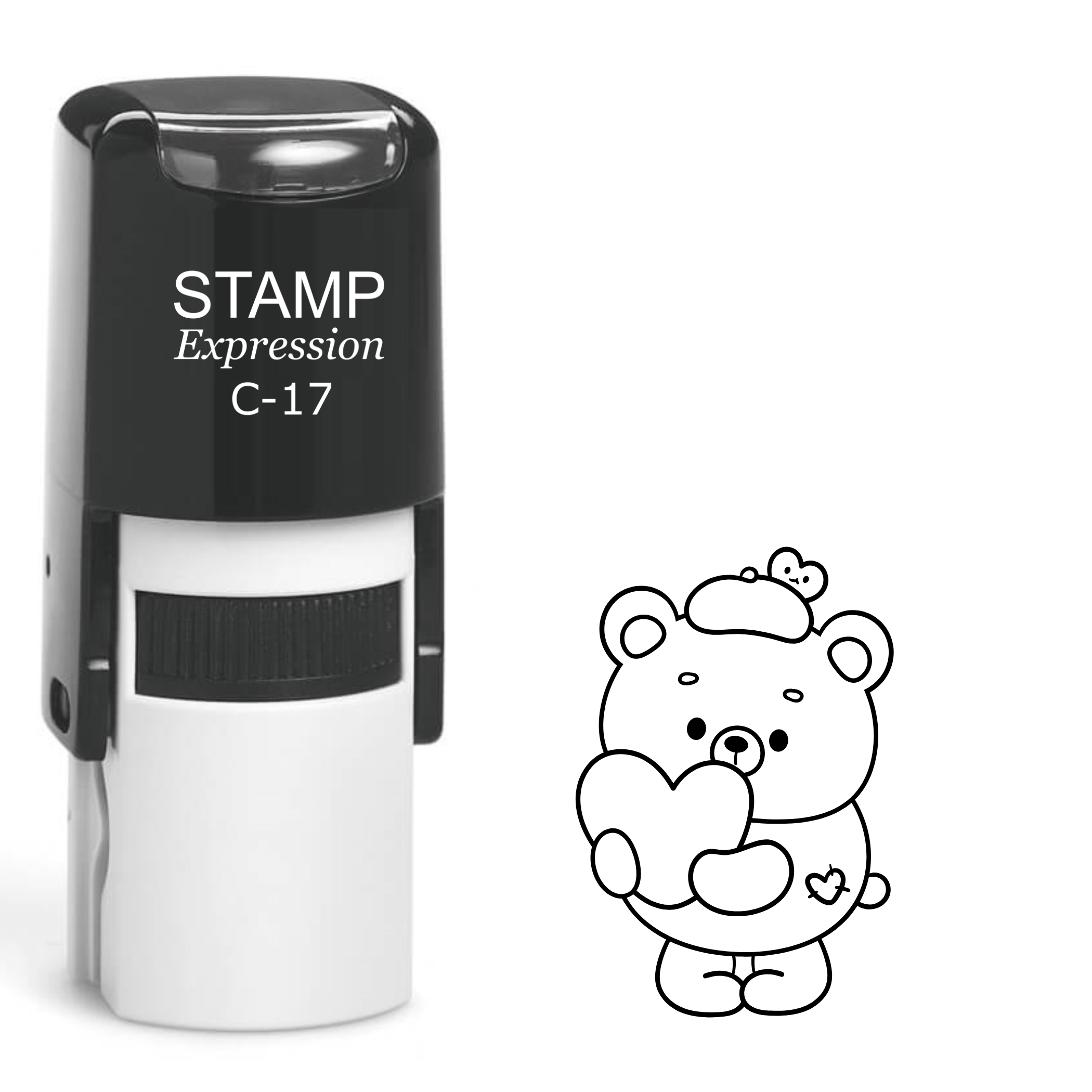 Sweet little bear with heart and hat Self Inking Rubber Stamp (SH-64077)