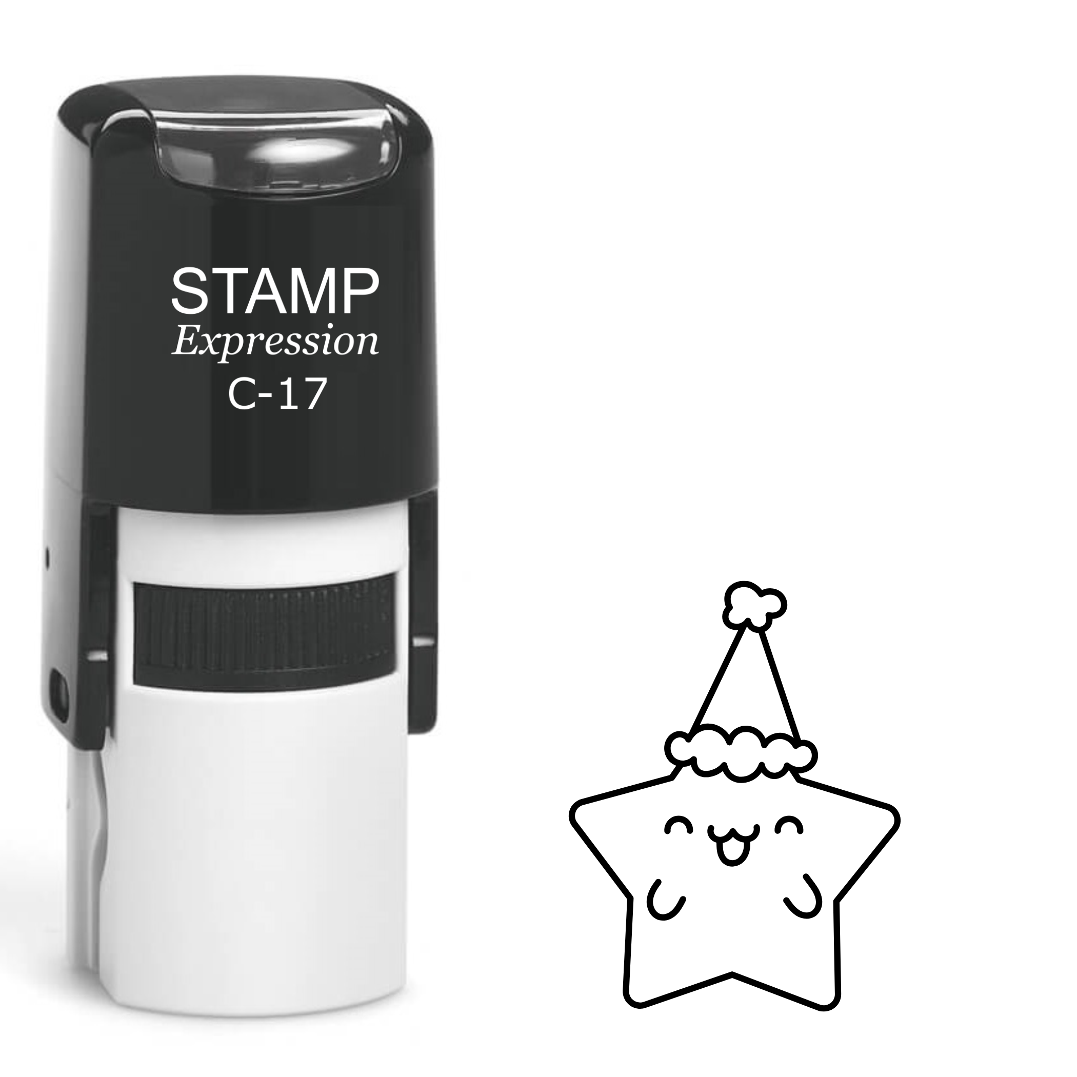 Star wearing party hat Self Inking Rubber Stamp (SH-64081)