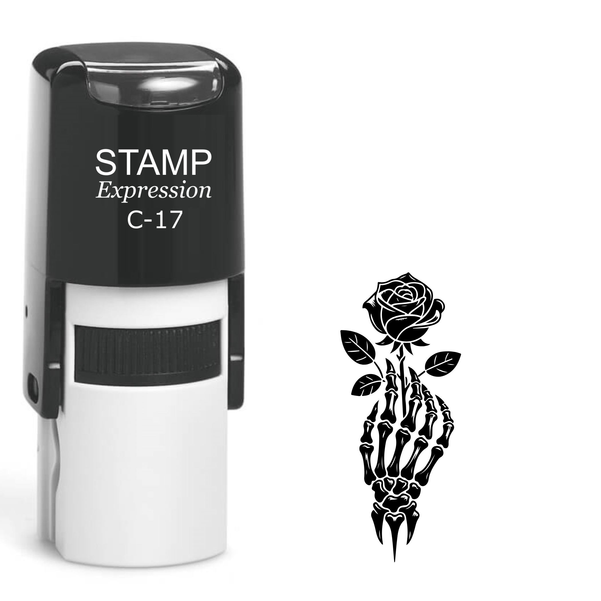 Skeleton hand with rose Self Inking Rubber Stamp (SH-64096)