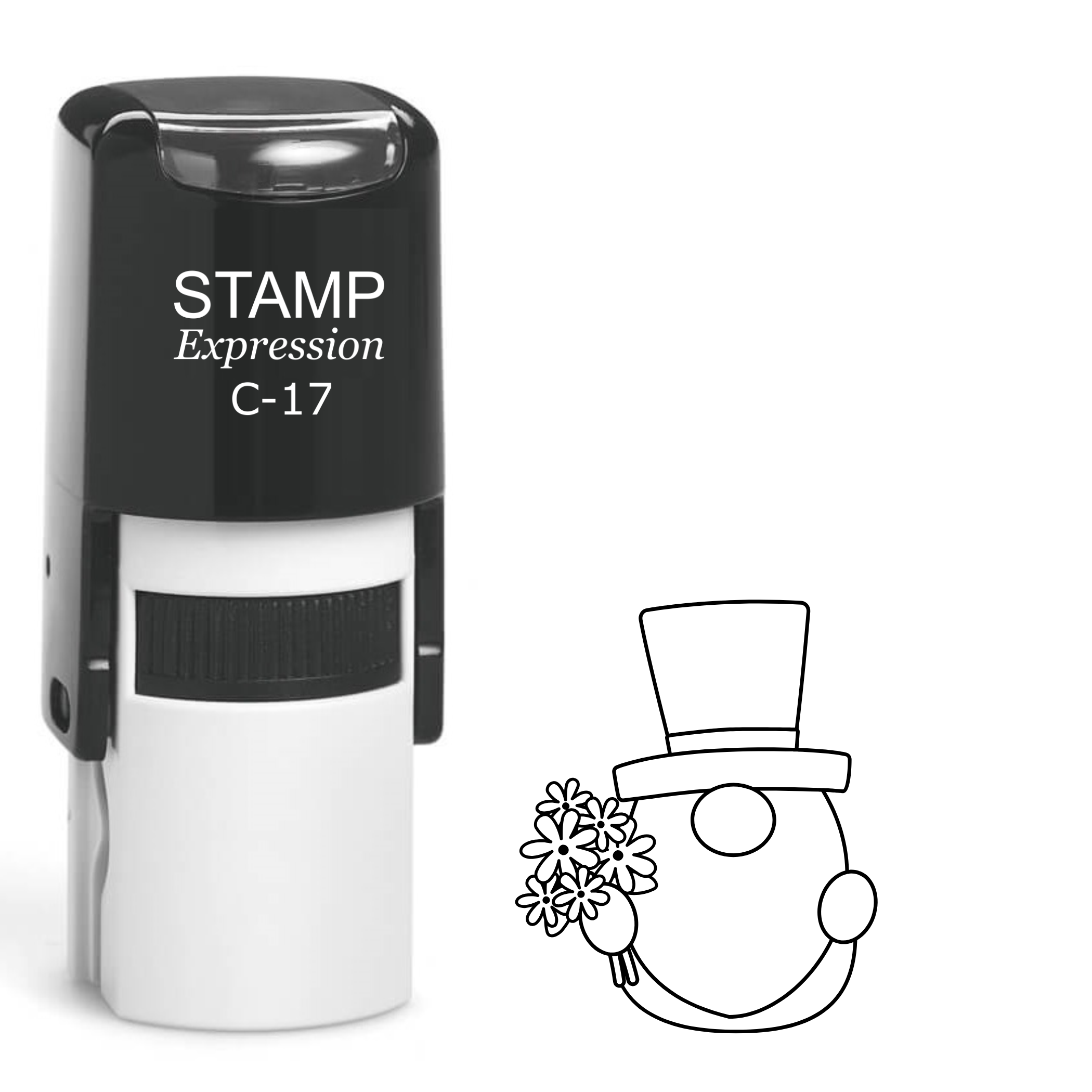 Gnome with top hat and flowers Self Inking Rubber Stamp (SH-64124)