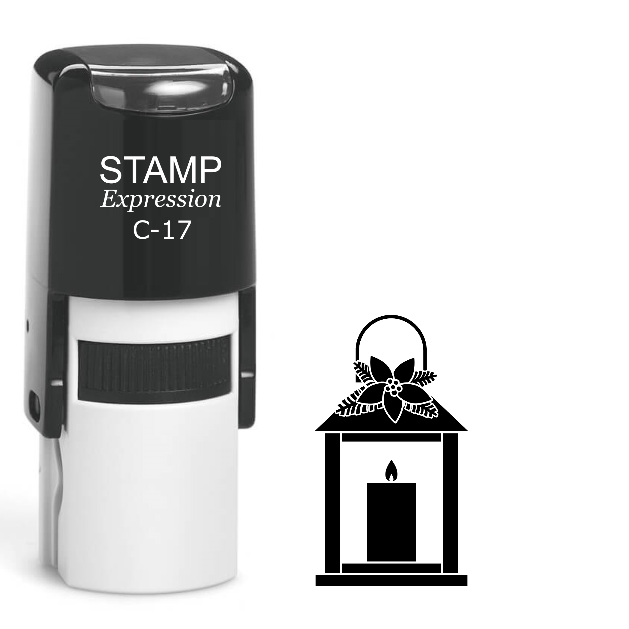 Christmas lantern with candle Self Inking Rubber Stamp (SH-64129)
