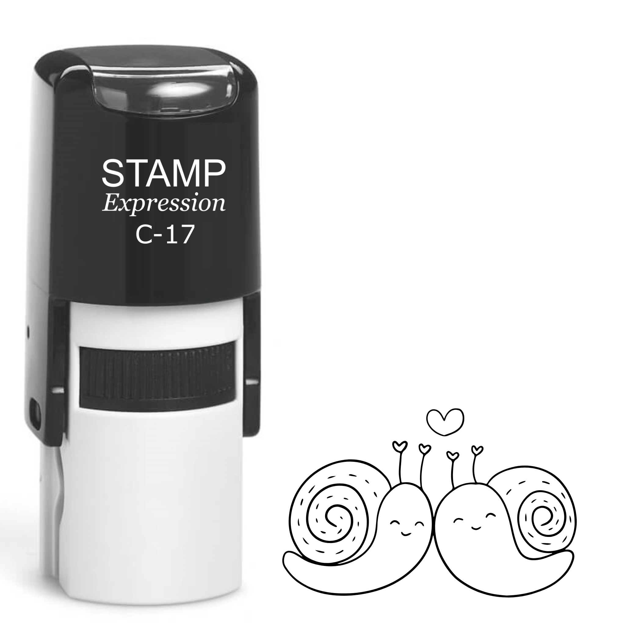 Two hugging snails and a heart Self Inking Rubber Stamp (SH-64133)
