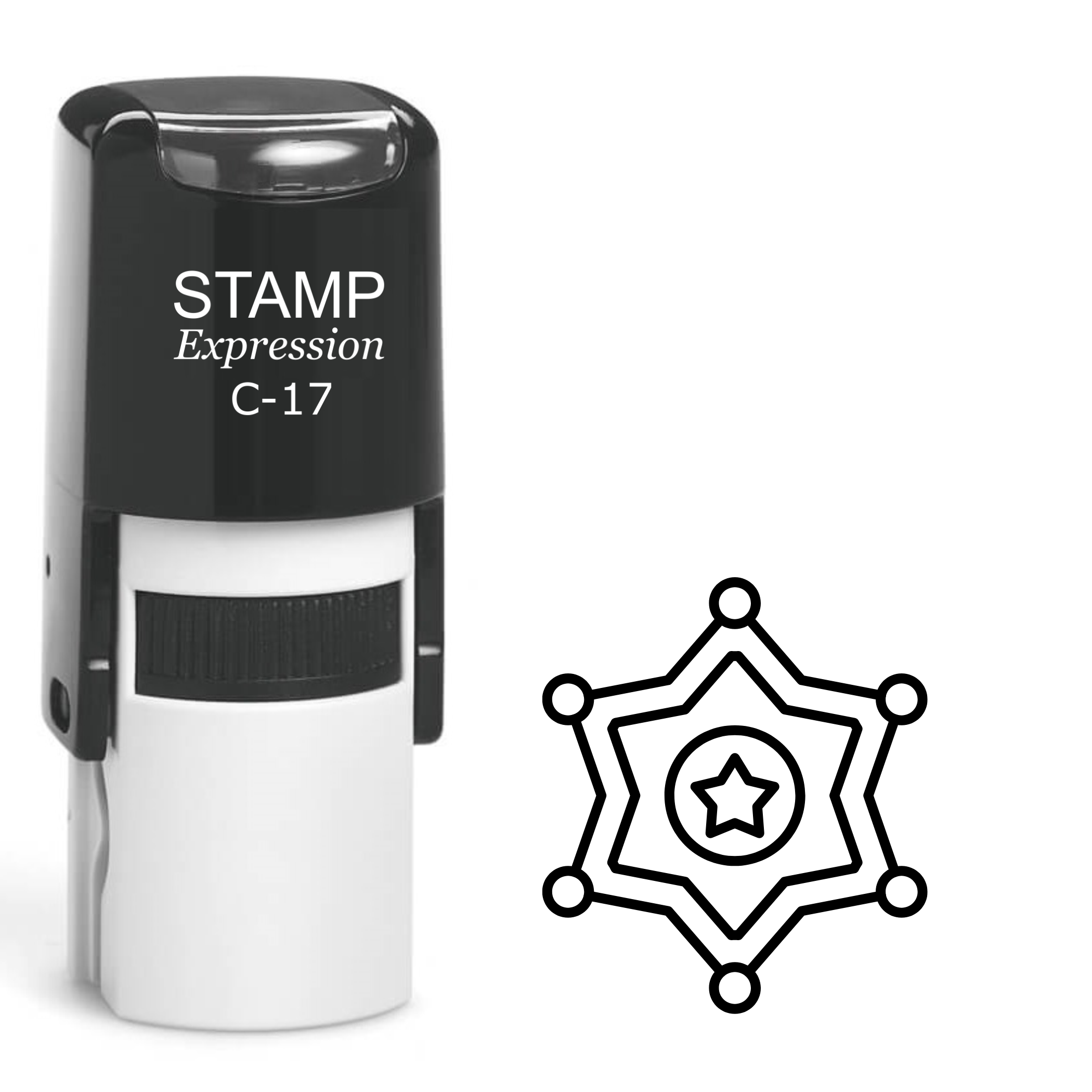 Cartoonish sheriff’s badge Self Inking Rubber Stamp (SH-64138)
