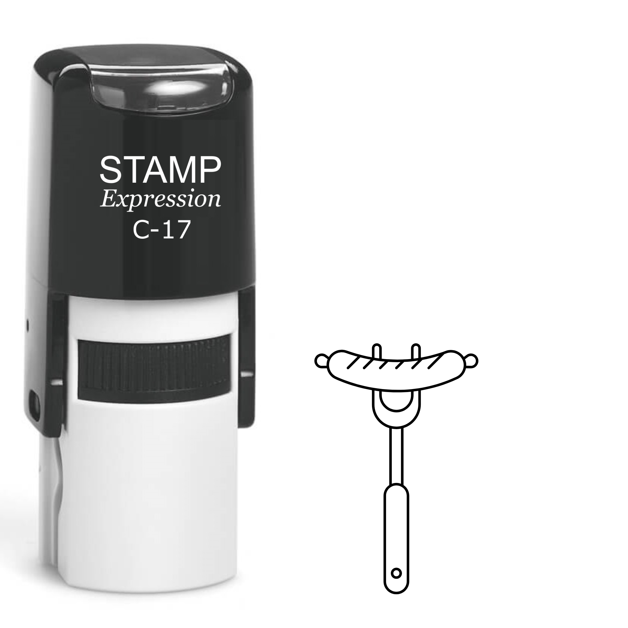 Fork with sausage BBQ Self Inking Rubber Stamp (SH-64195)