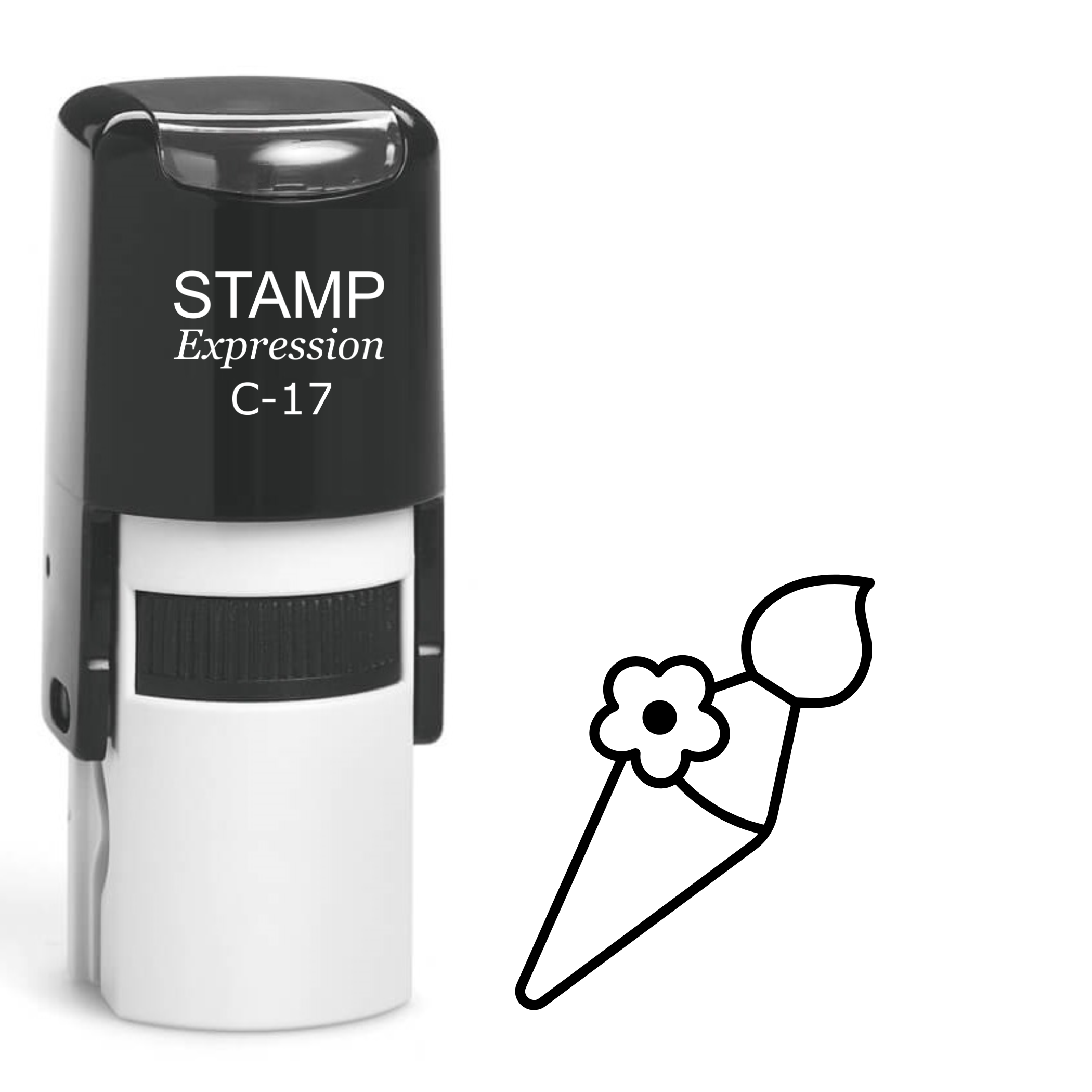 Paintbrush outline with a flower Self Inking Rubber Stamp (SH-64215)