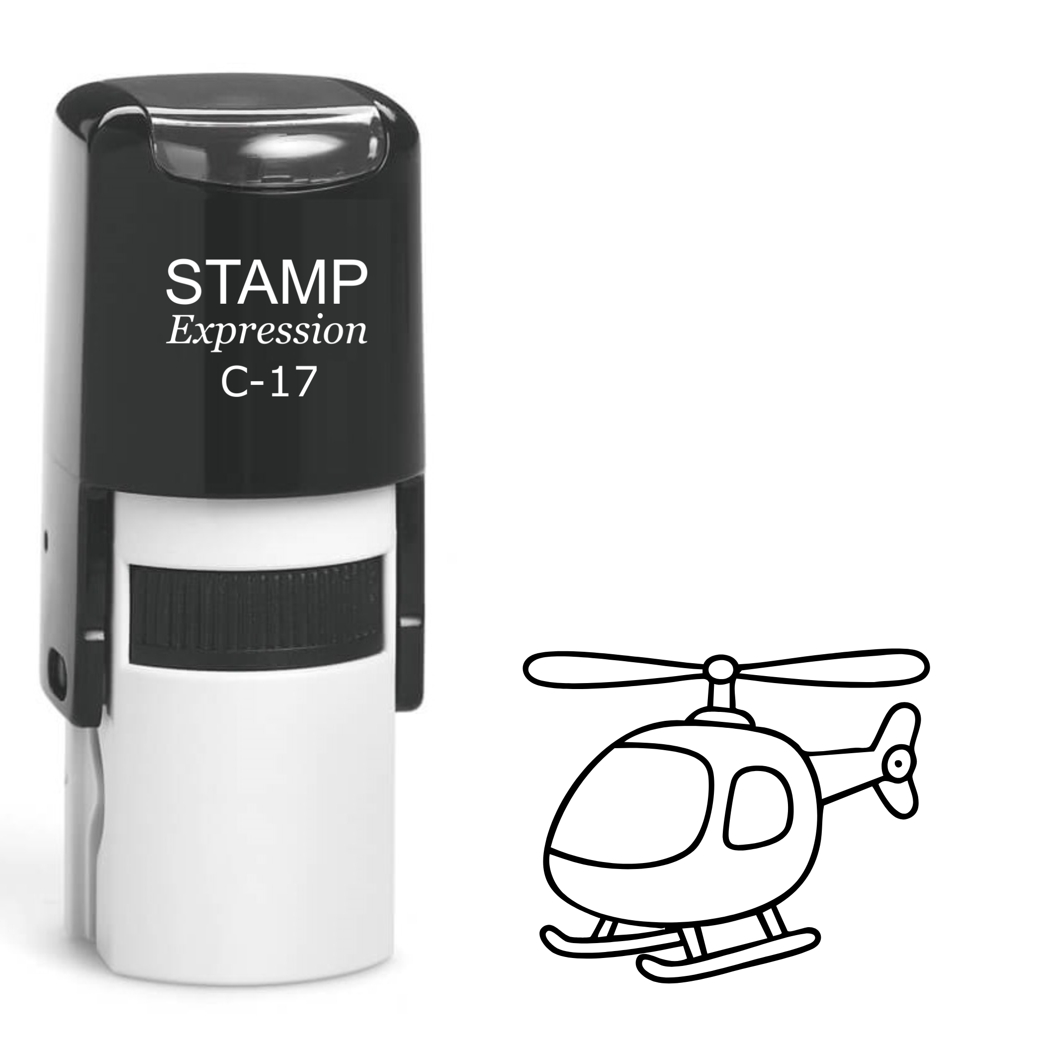 Helicopter outline Self Inking Rubber Stamp (SH-64222)