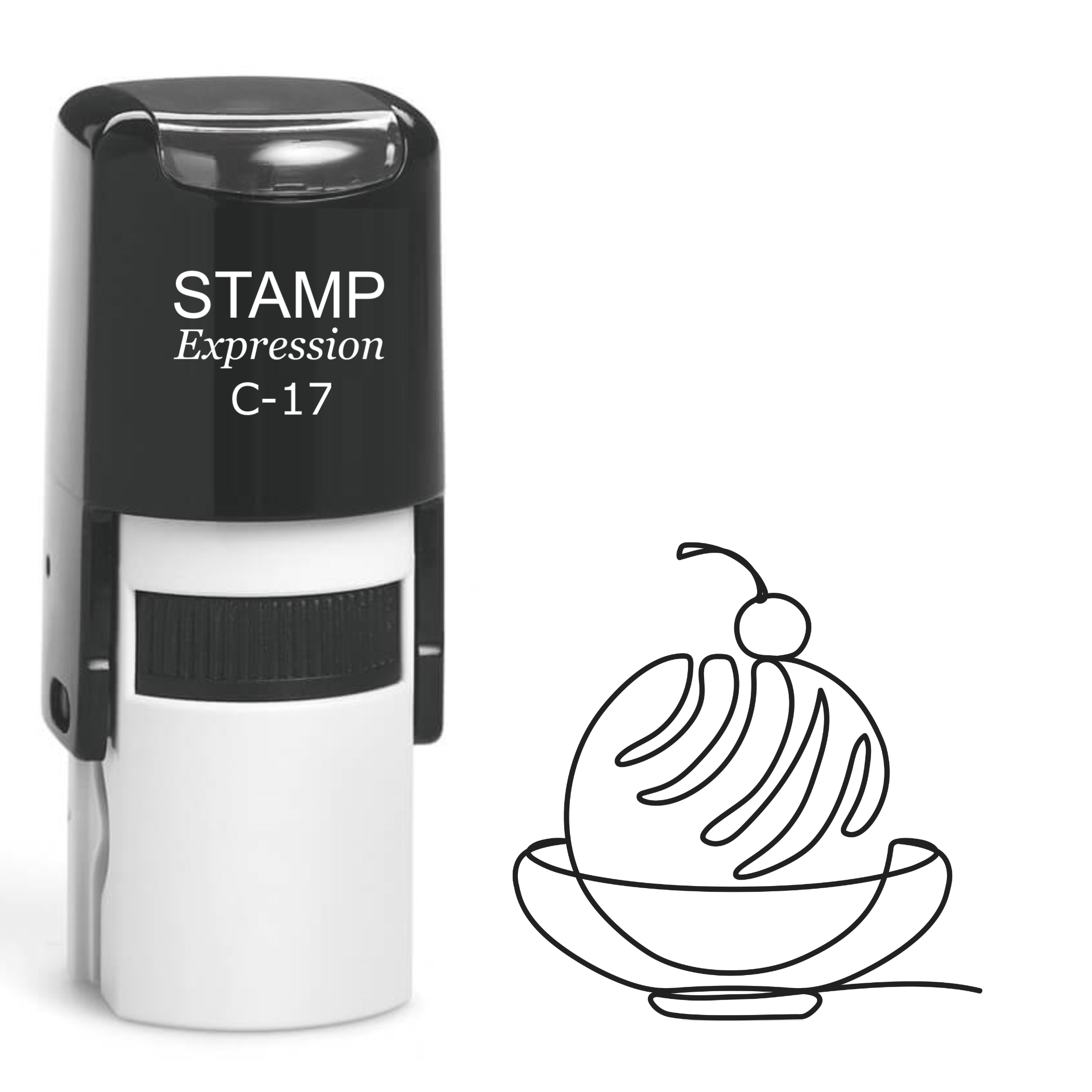 Ice cream scoop with cherry on top Self Inking Rubber Stamp (SH-64229)