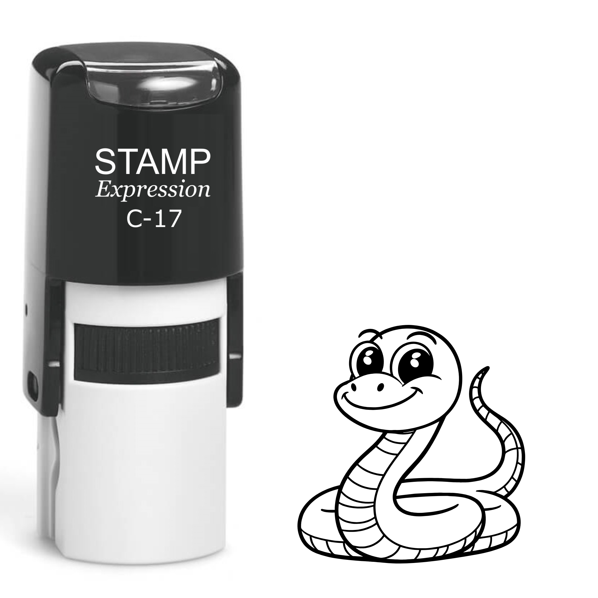 Cute smiling snake with big eyes Self Inking Rubber Stamp (SH-64230)