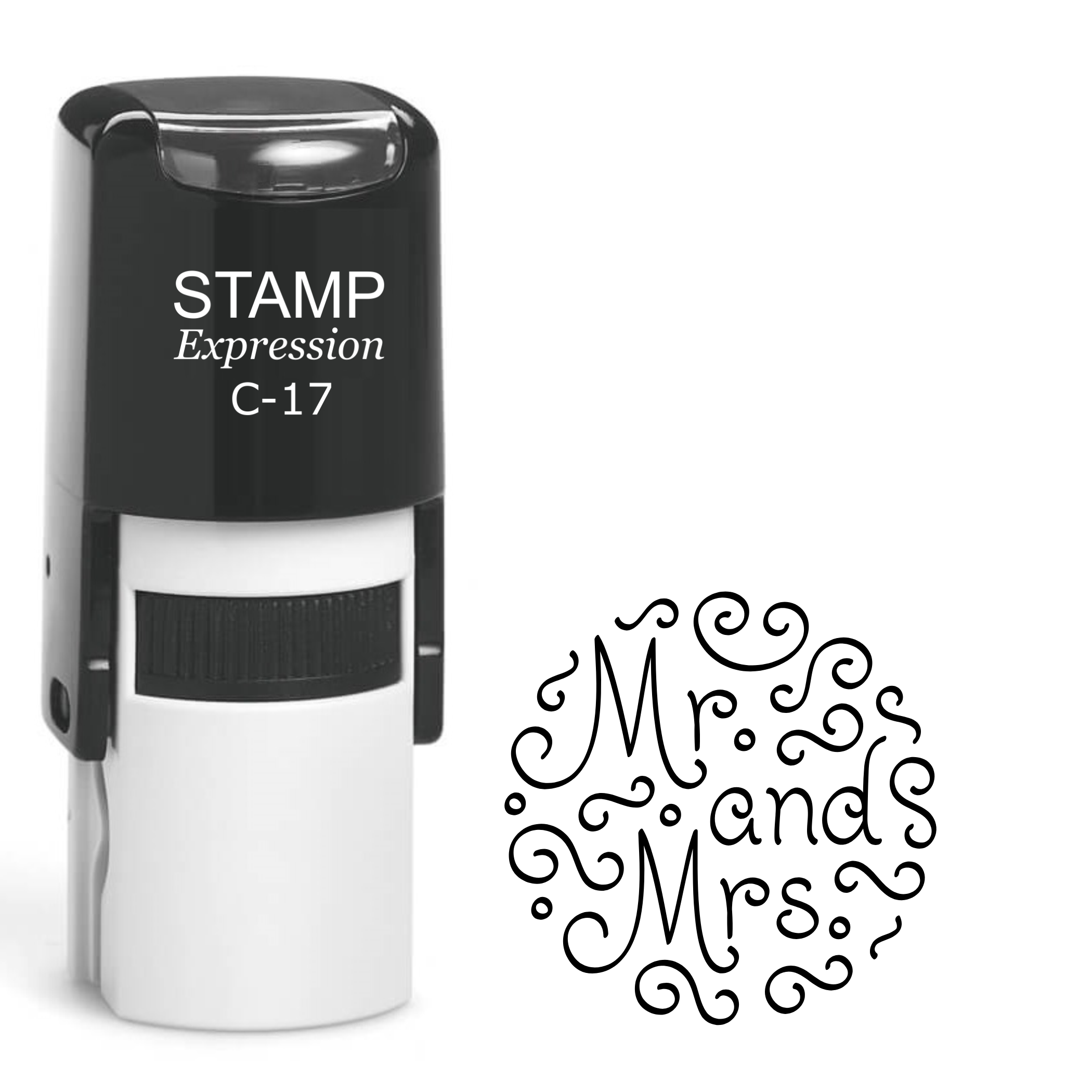 Mr. and Mrs. ornate circle Self Inking Rubber Stamp (SH-64301)