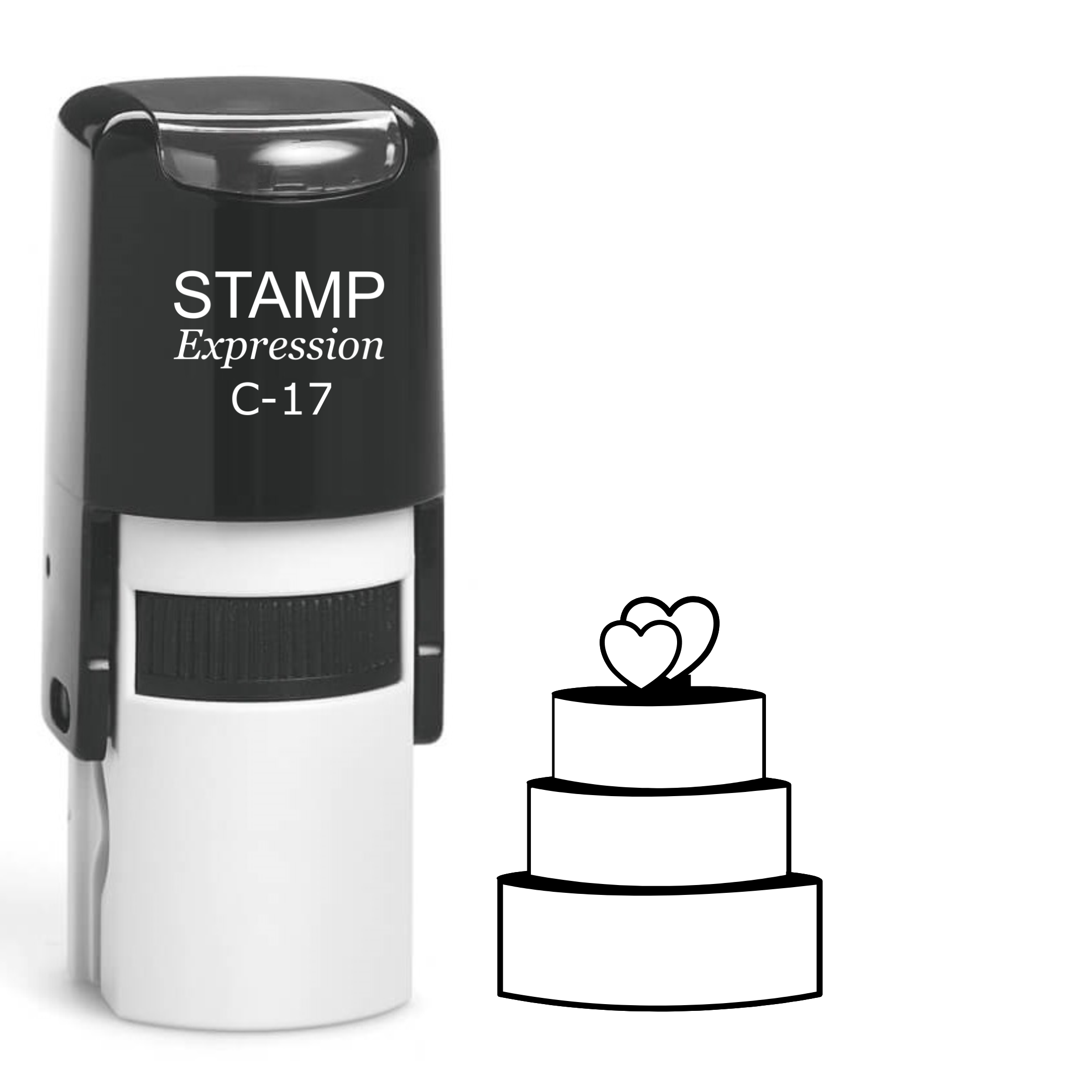 Three-tier wedding cake with hearts Self Inking Rubber Stamp (SH-64319)