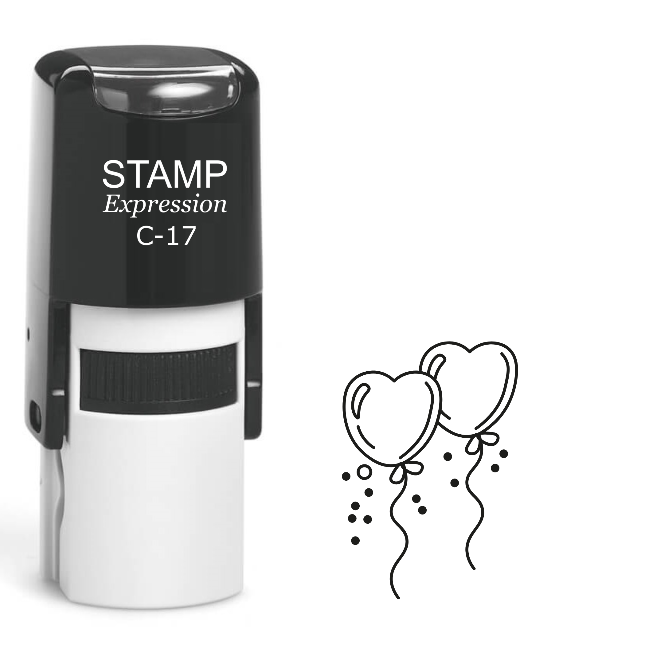 Two flying heart balloons Self Inking Rubber Stamp (SH-64323)