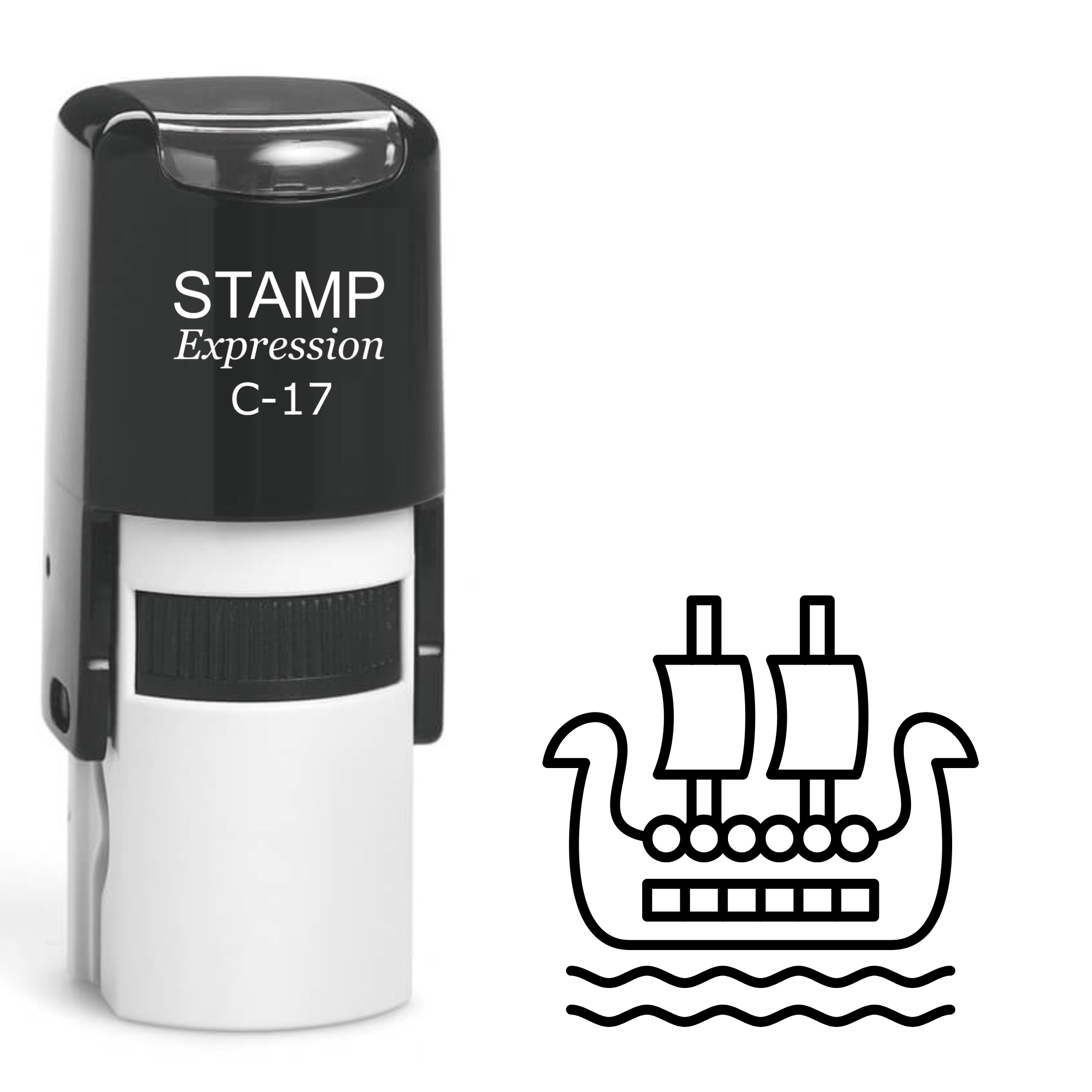 Viking ship outline Self Inking Rubber Stamp (SH-64327)