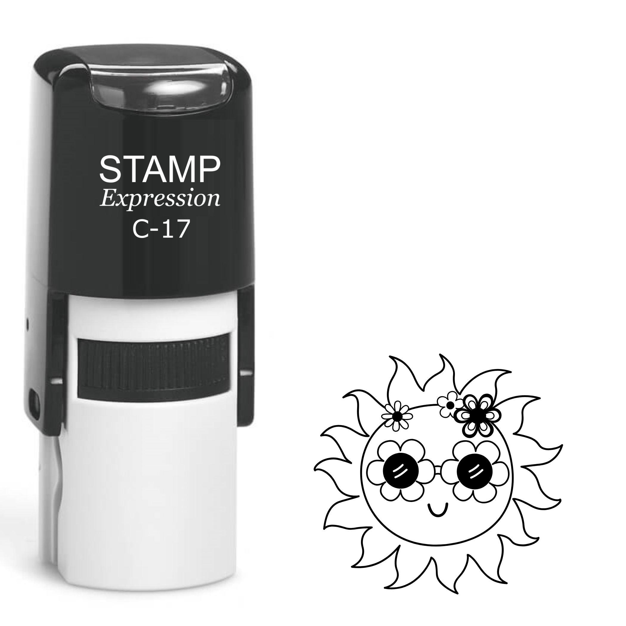 Cute sun with flower sunglasses Self Inking Rubber Stamp (SH-64348)