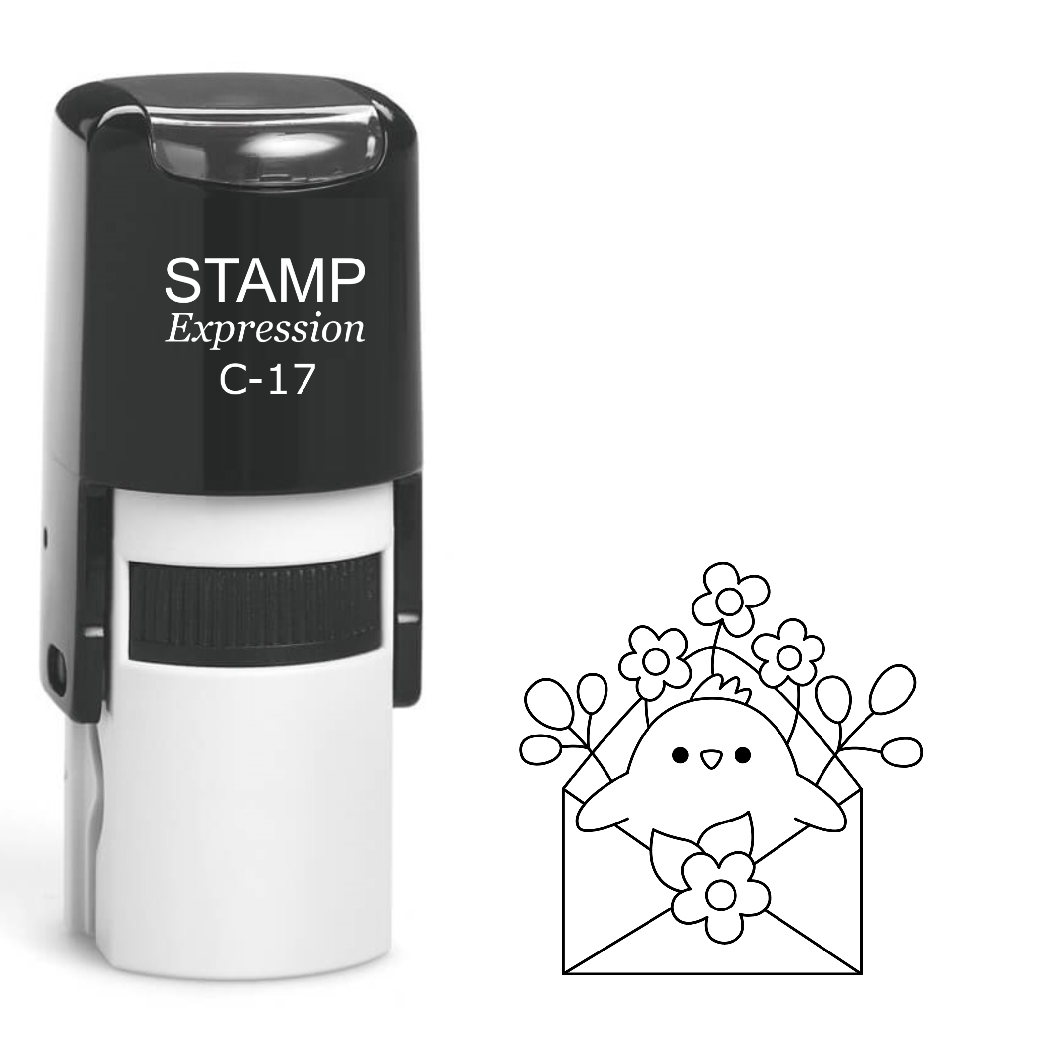 Easter chick inside envelope with flowers Self Inking Rubber Stamp (SH-64350)