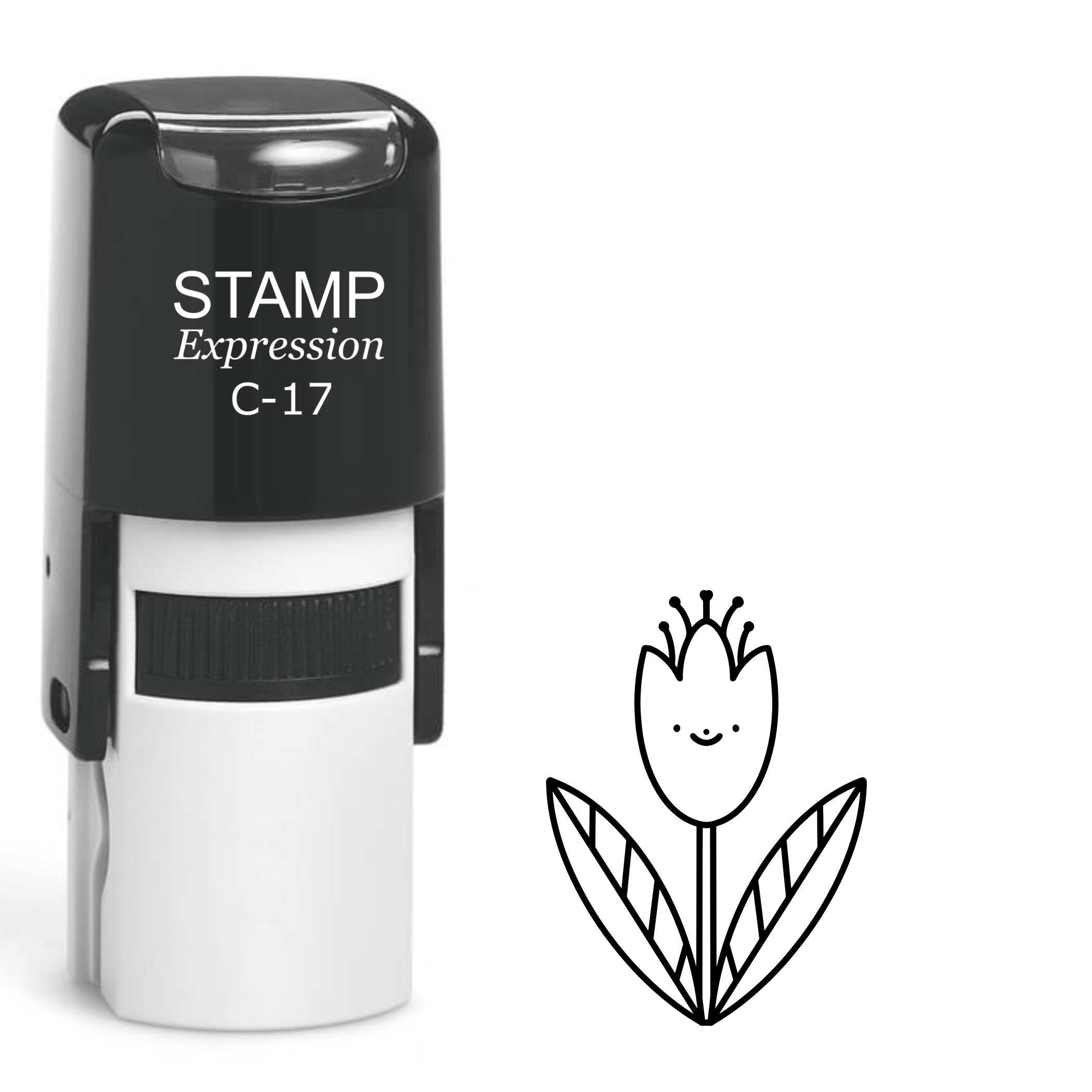 Smiling tulip outline Self Inking Rubber Stamp (SH-64354)