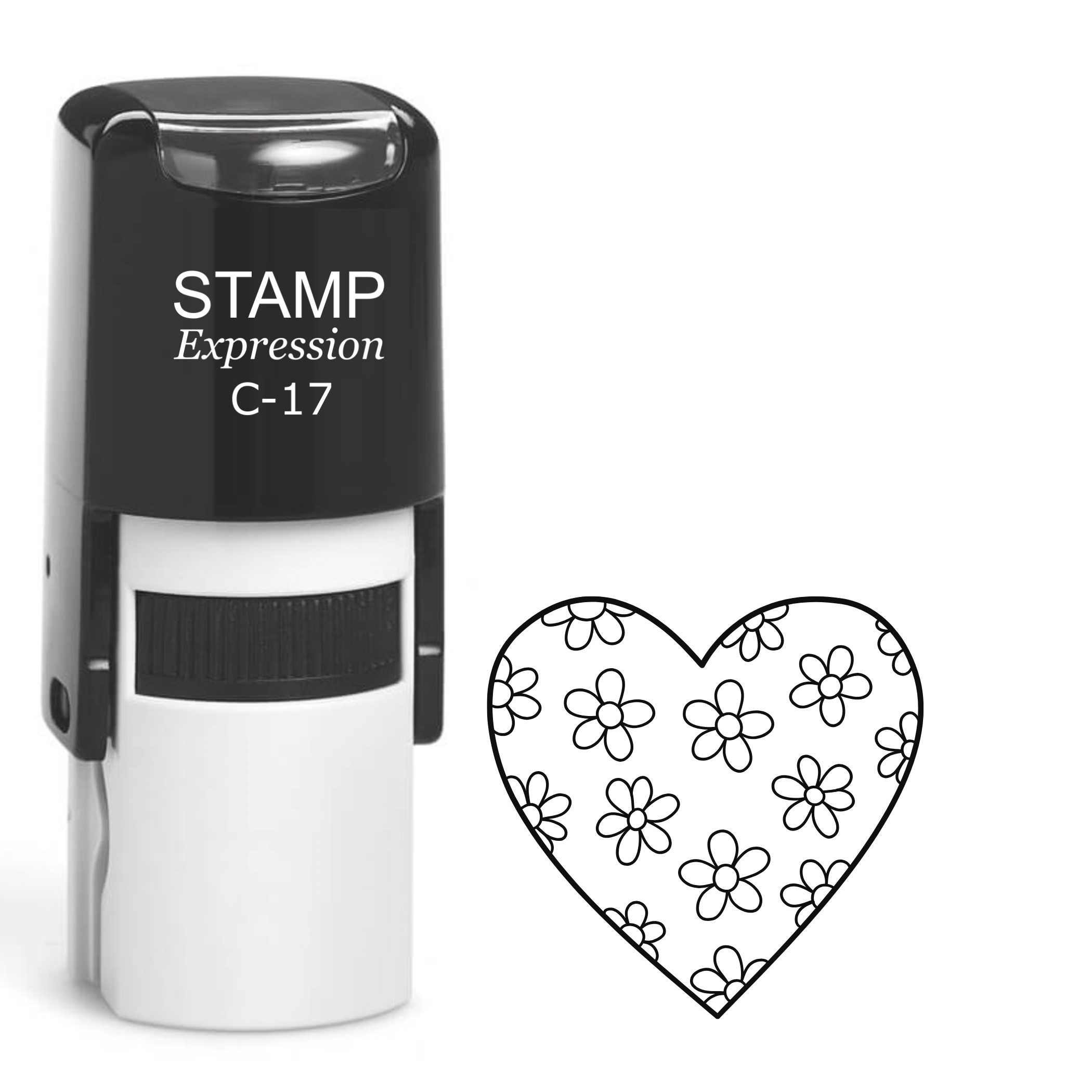 Heart with spring flowers Self Inking Rubber Stamp (SH-64358)