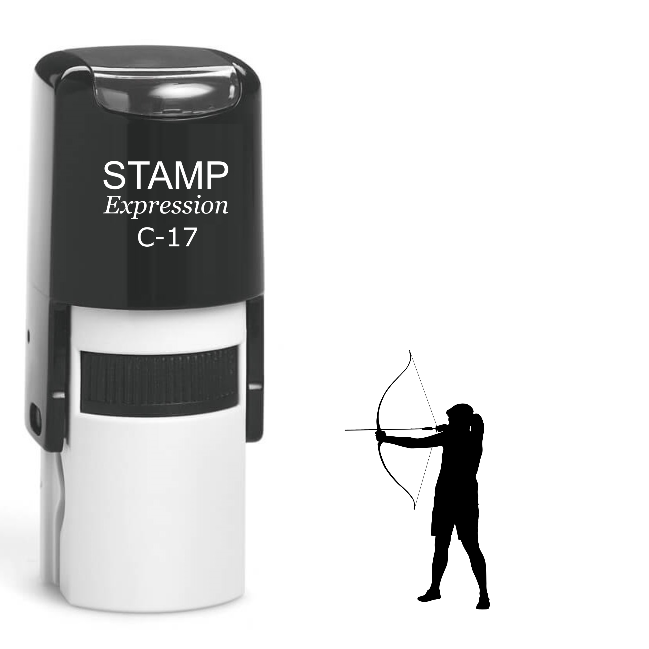 Female archer silhouette Self Inking Rubber Stamp (SH-64374)
