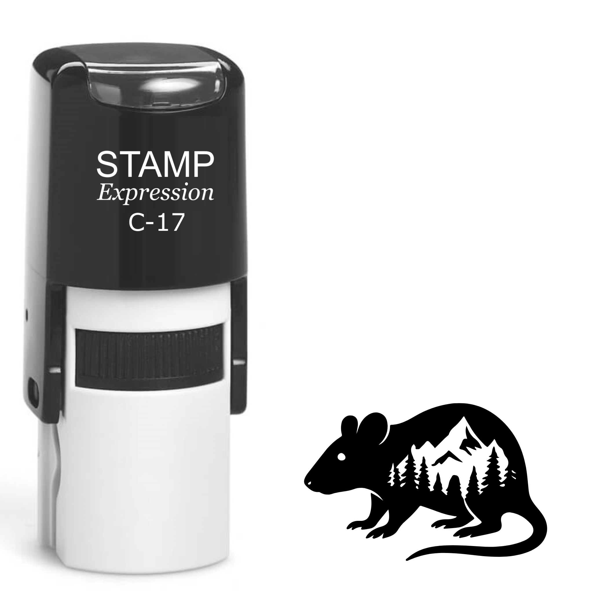 Rat with mountains Self Inking Rubber Stamp (SH-64388)