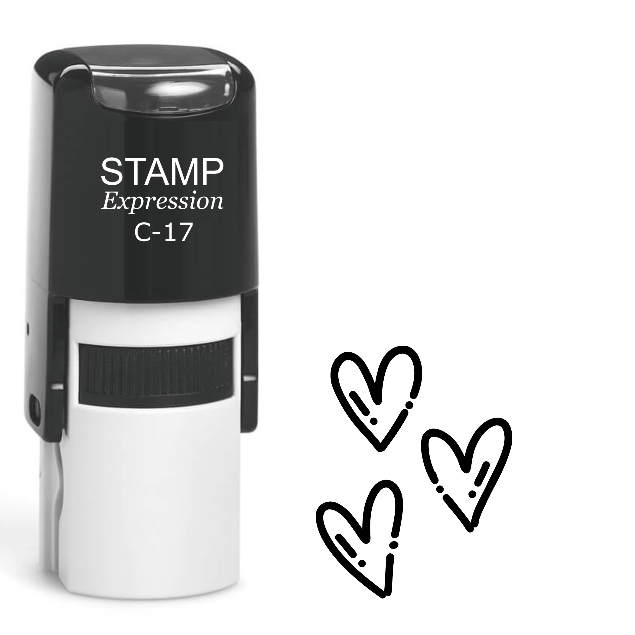 Group of three hearts outline Self Inking Rubber Stamp (SH-64399)