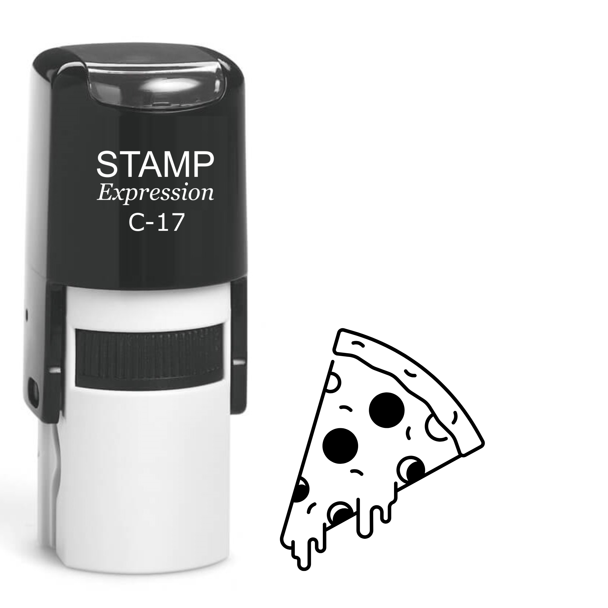 Slice of pizza with dripping cheese Self Inking Rubber Stamp (SH-64401)