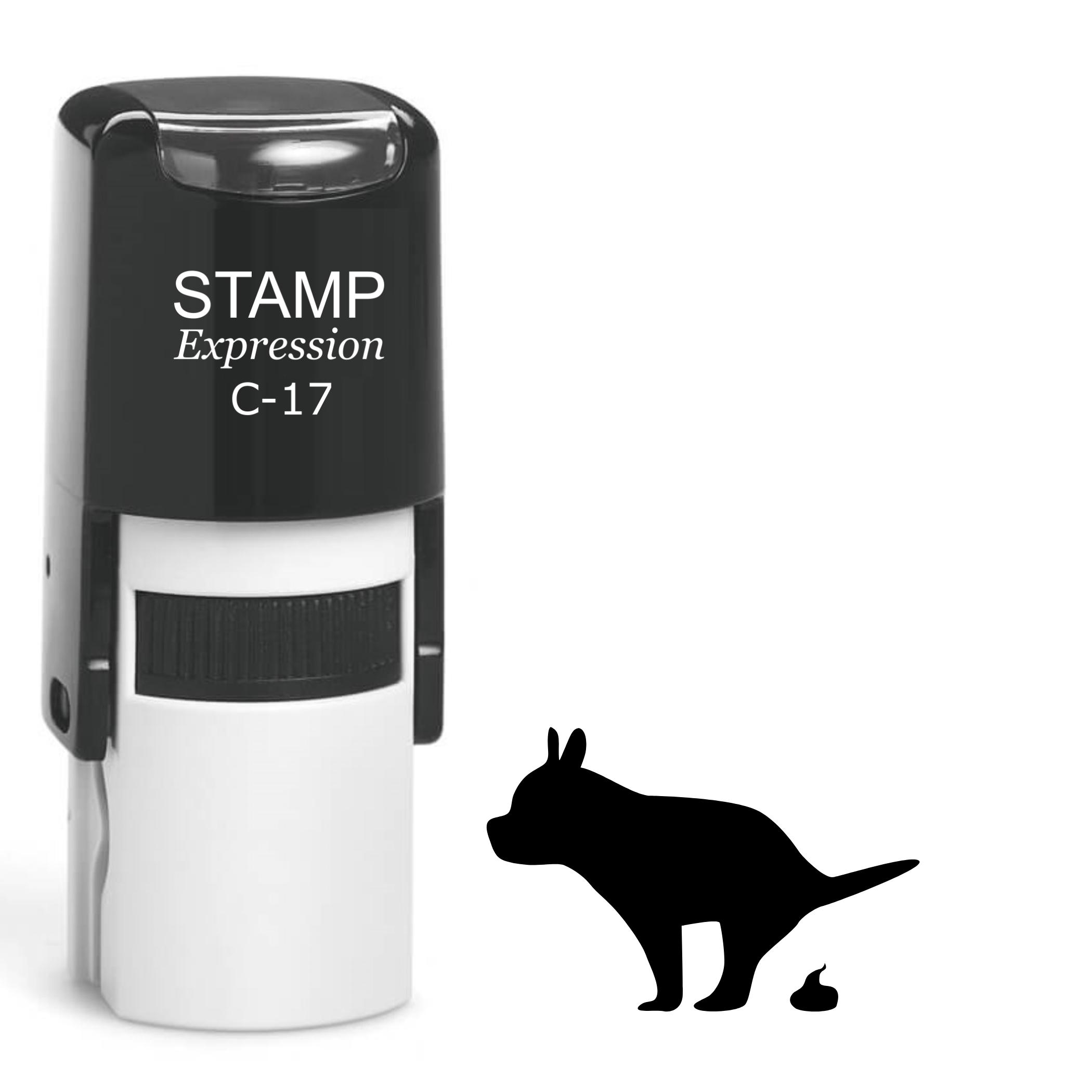 Pooping bulldog silhouette Self Inking Rubber Stamp (SH-64422)