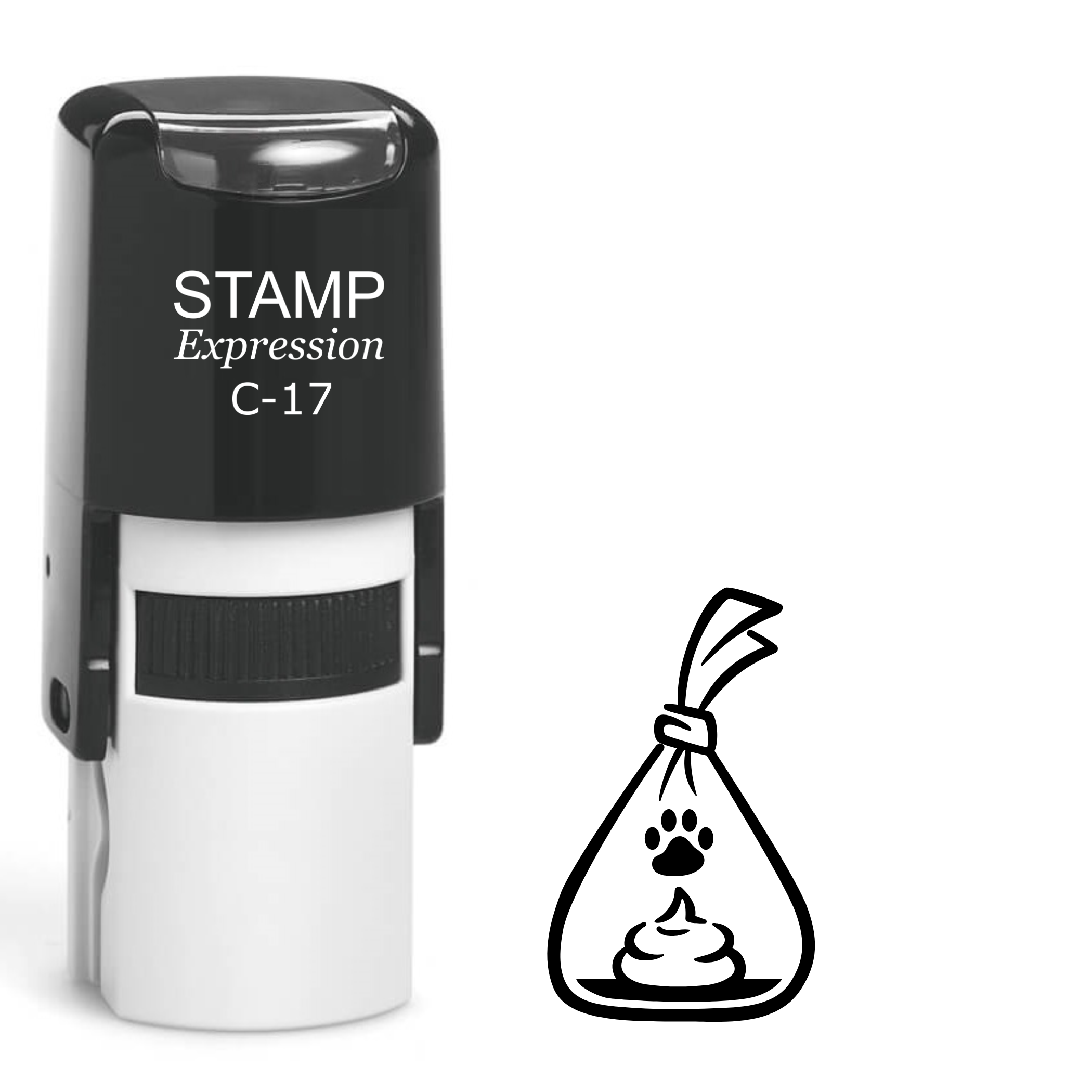 Bag of poop with paw print Self Inking Rubber Stamp (SH-64424)