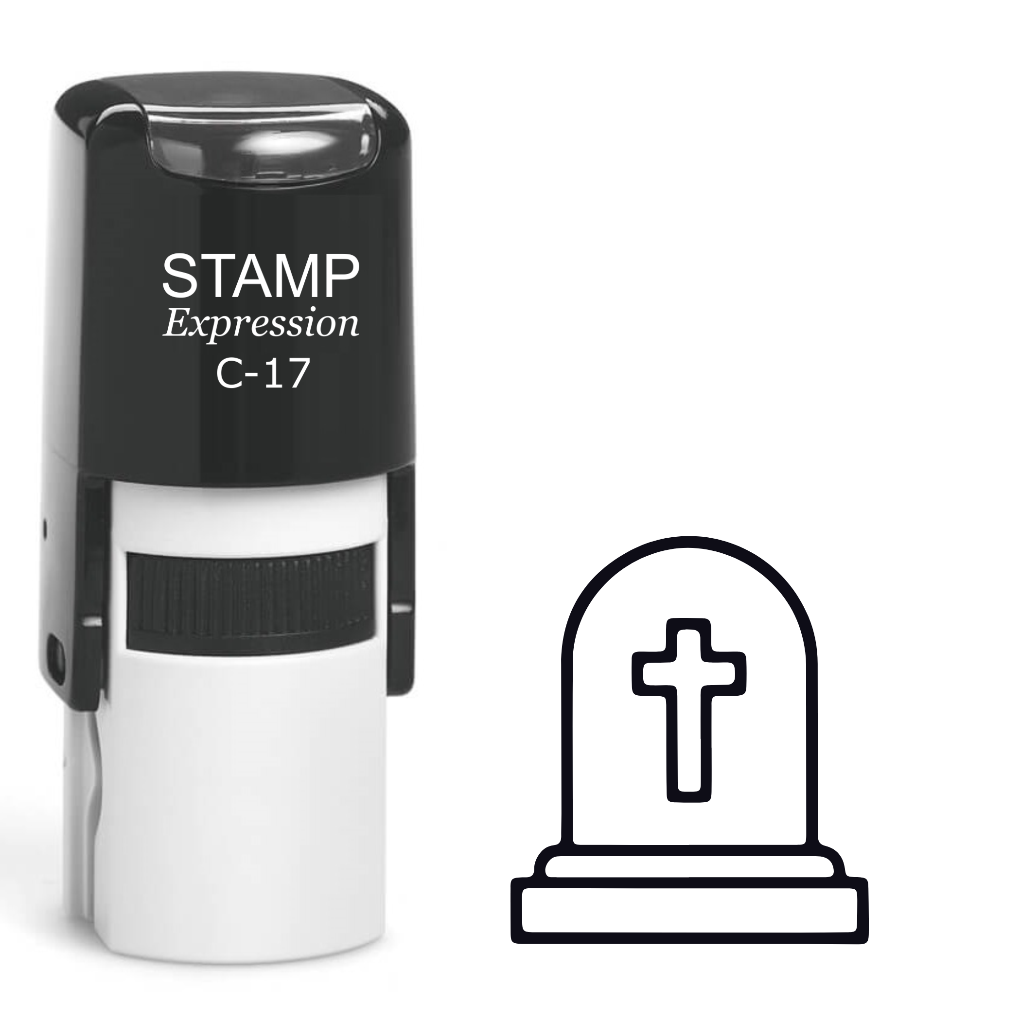 Tombstone with cross outline Self Inking Rubber Stamp (SH-64450)