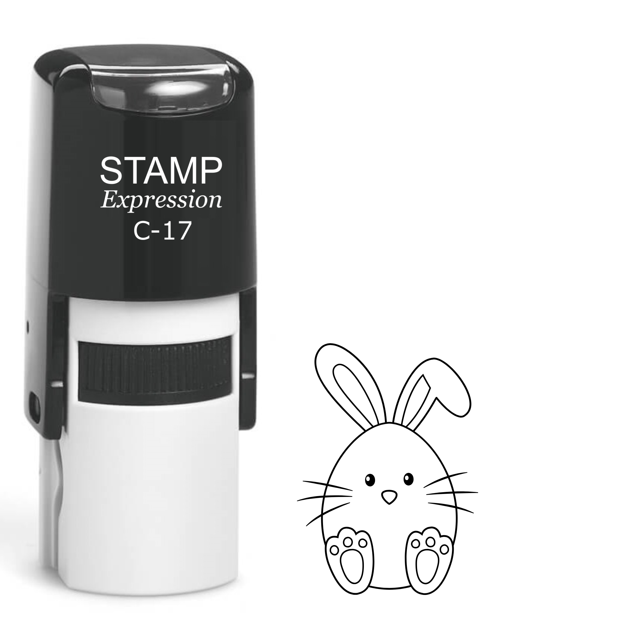 Cute Easter bunny with polka-dotted egg Self Inking Rubber Stamp (SH-64501)