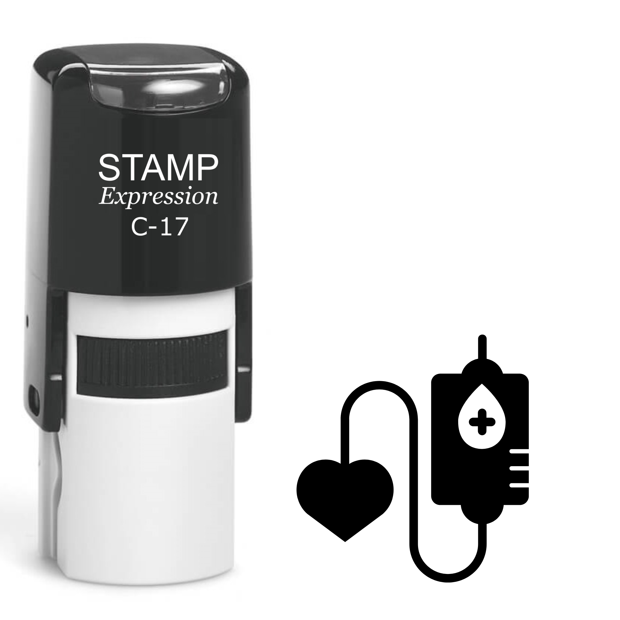 Blood donation with heart silhouette Self Inking Rubber Stamp (SH-64511)