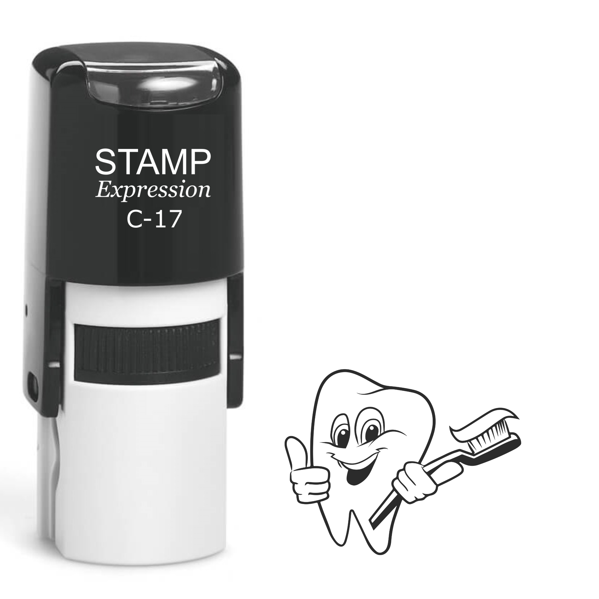 Smiling tooth with toothbrush Self Inking Rubber Stamp (SH-64513)