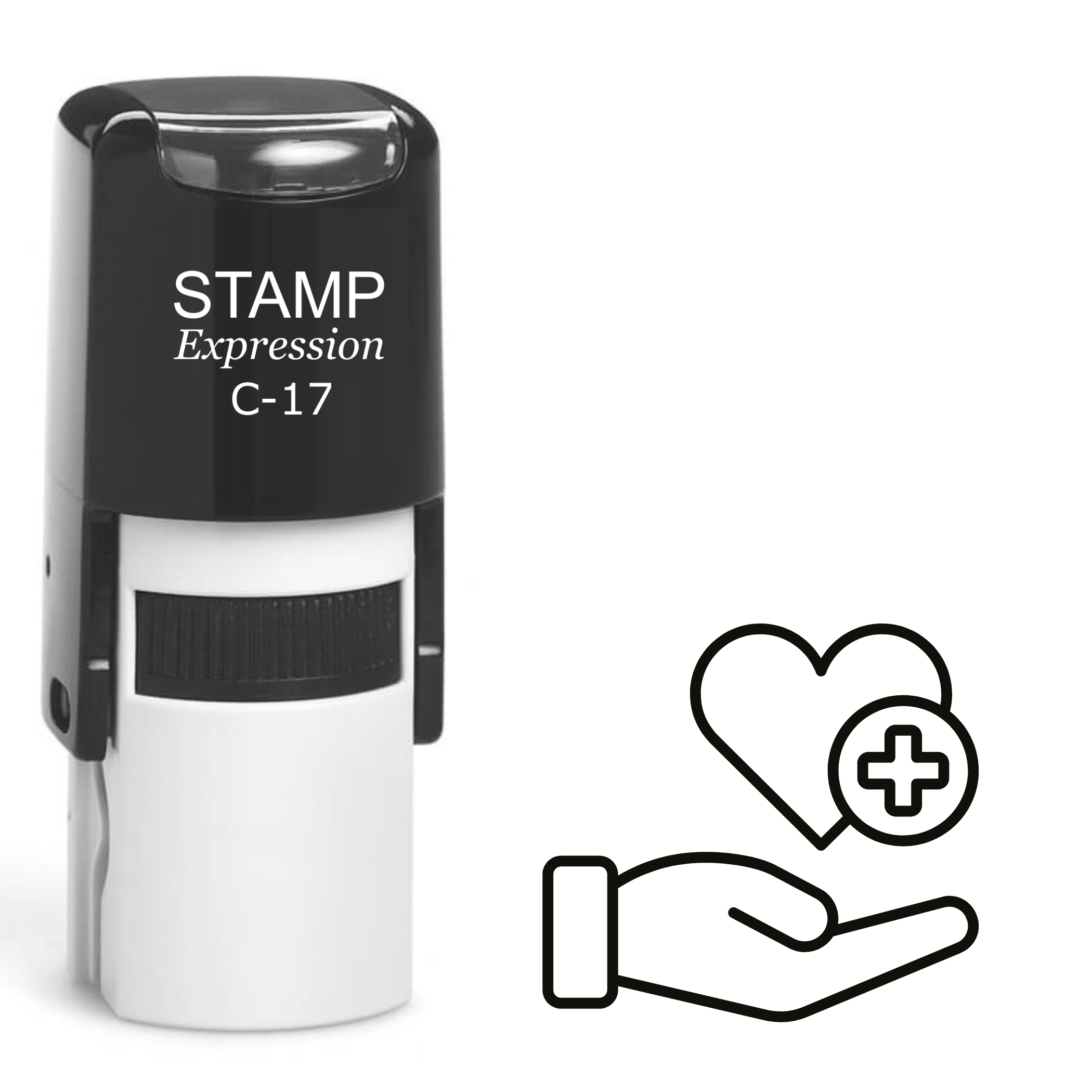 Hand with heart and medical cross Self Inking Rubber Stamp (SH-64520)