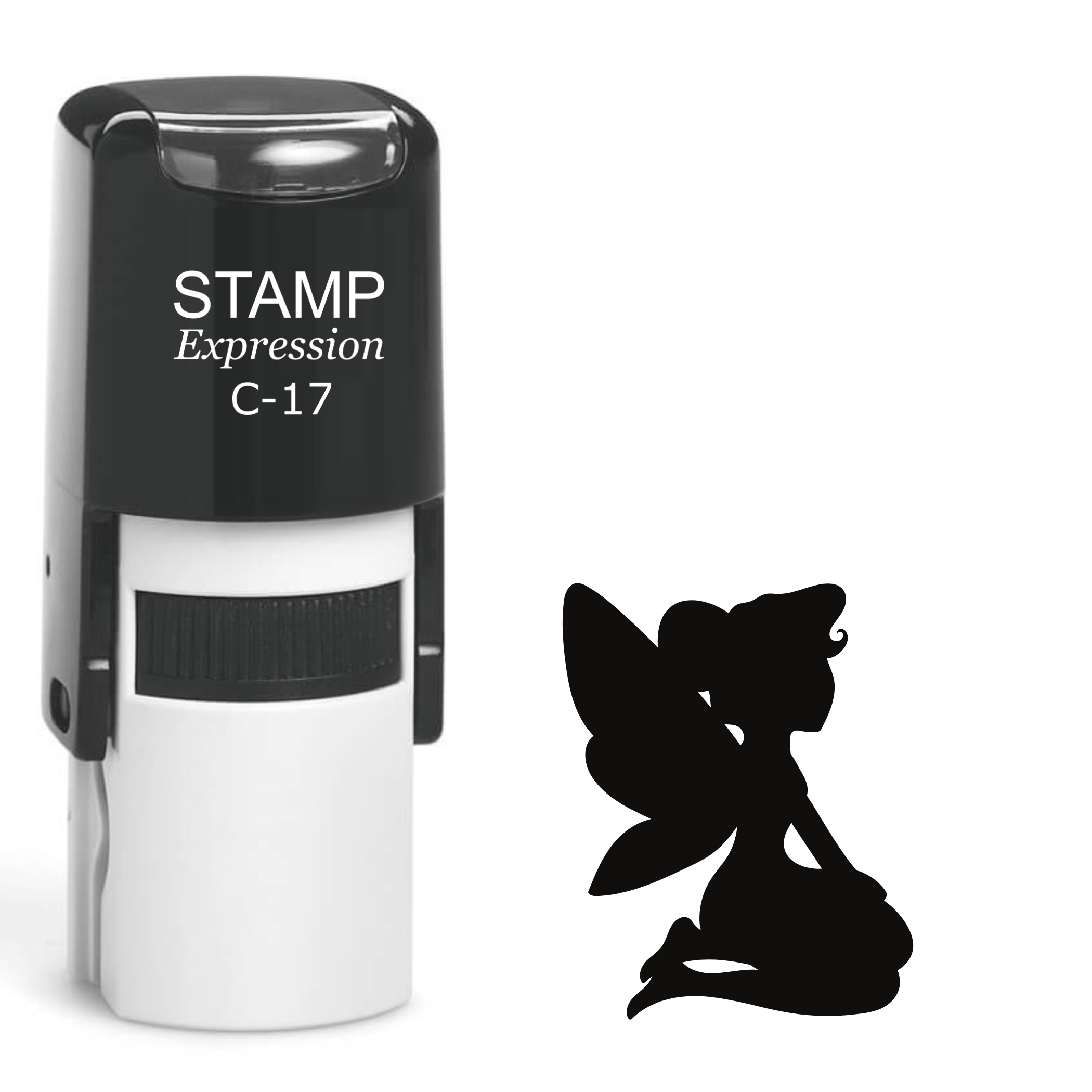 Sitting fairy silhouette Self Inking Rubber Stamp (SH-64538)